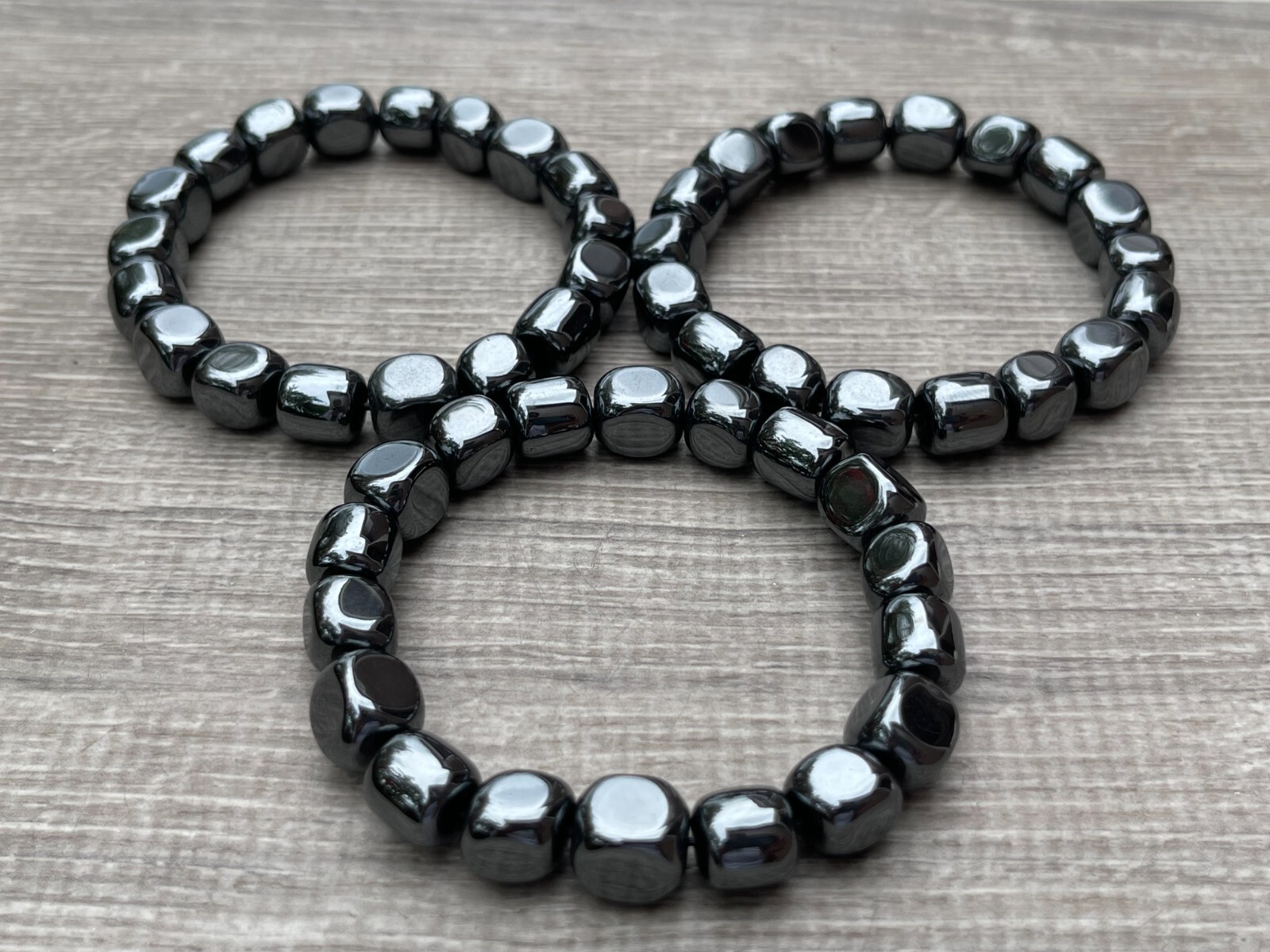 Grade A++ Hematite Tumbled Bracelet 8mm, Genuine Hematite Nugget Bracelet