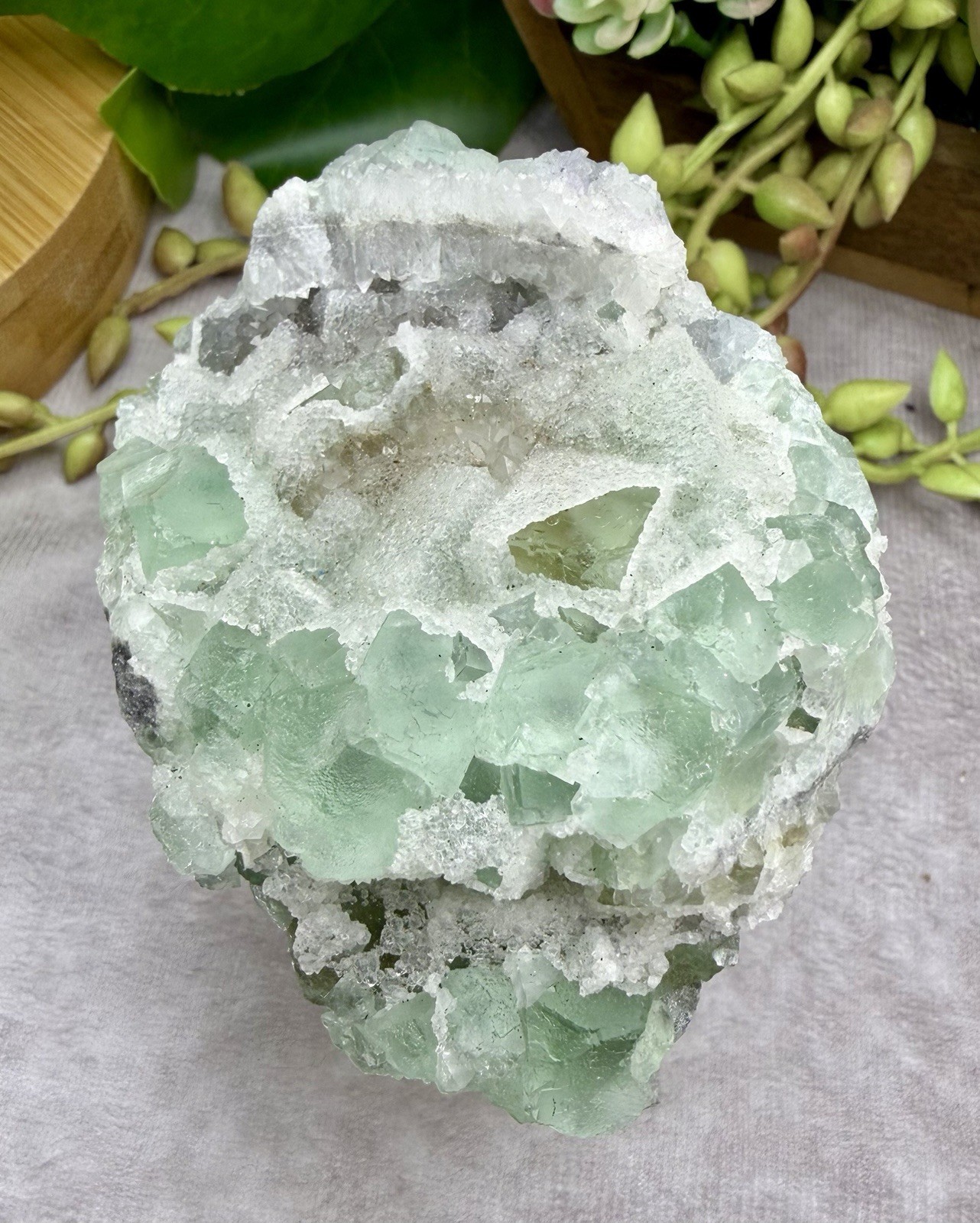 Crystal 233g Quartz Sugar Green Fluorite Cube Specimen Mineral Cluster UV React