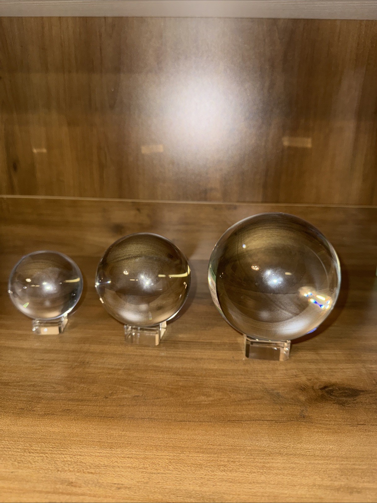 3 PCS Clear Glass Orbs for Decoration Smooth Polished Crystal Balls Display Base
