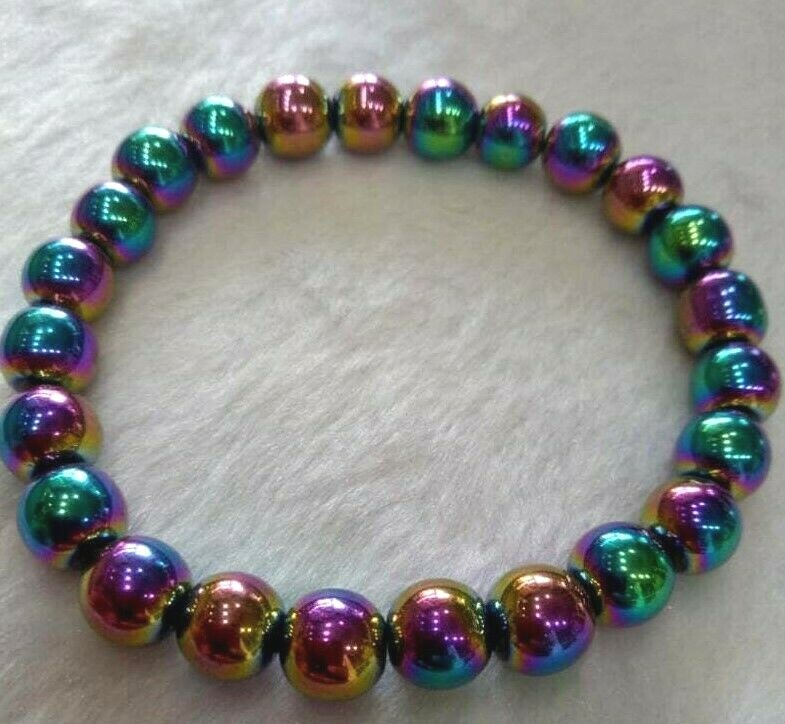 Rainbow Titanium Round Beads 8mm healing crystal bracelet aura energy reiki