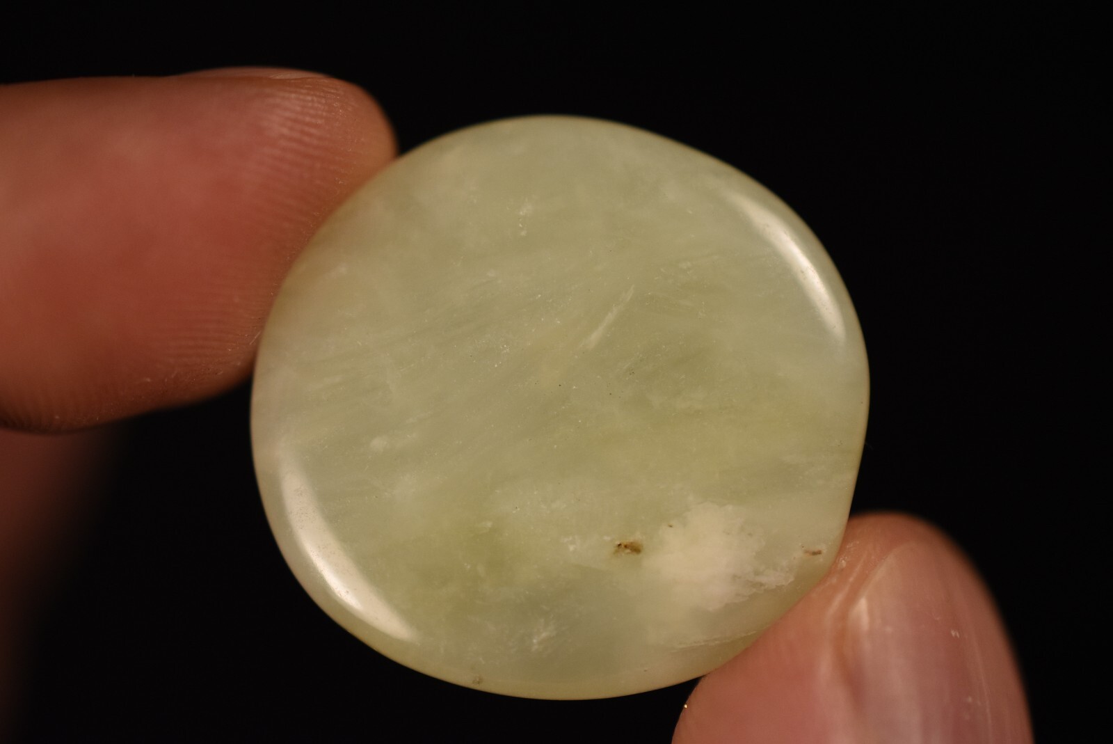 *NEW JADE* Flat Stone 3cm 7.2g Palm Worry Thumb Tumbled Natural Stone Bowenite