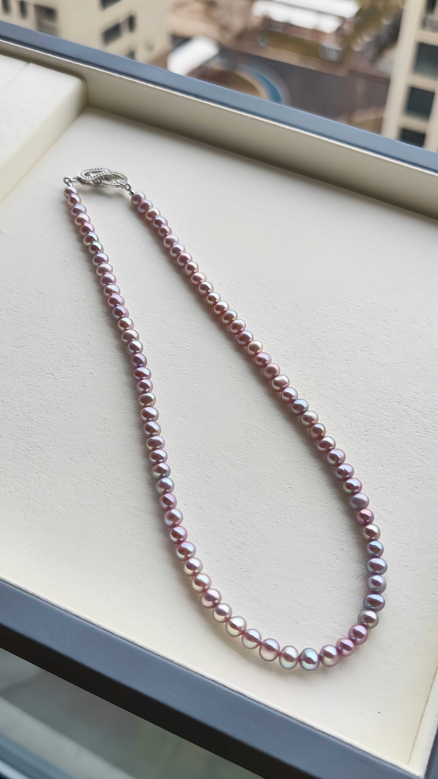Fairy Purple No-Core Freshwater Pearl Necklace 6mm Natural Oval Near-Round