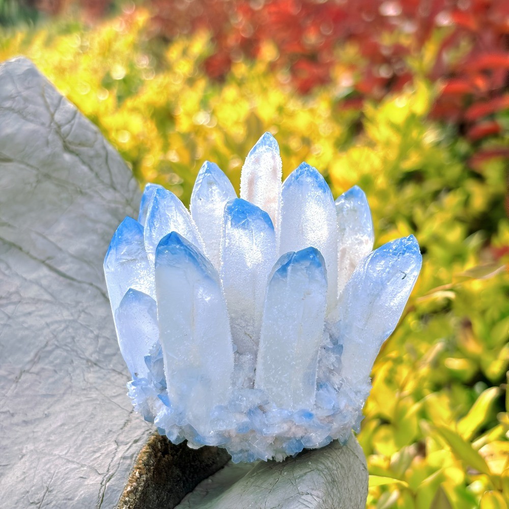 Artificial Blue Crystal Cluster Quartz Ornament Healing Decor Gift Reiki