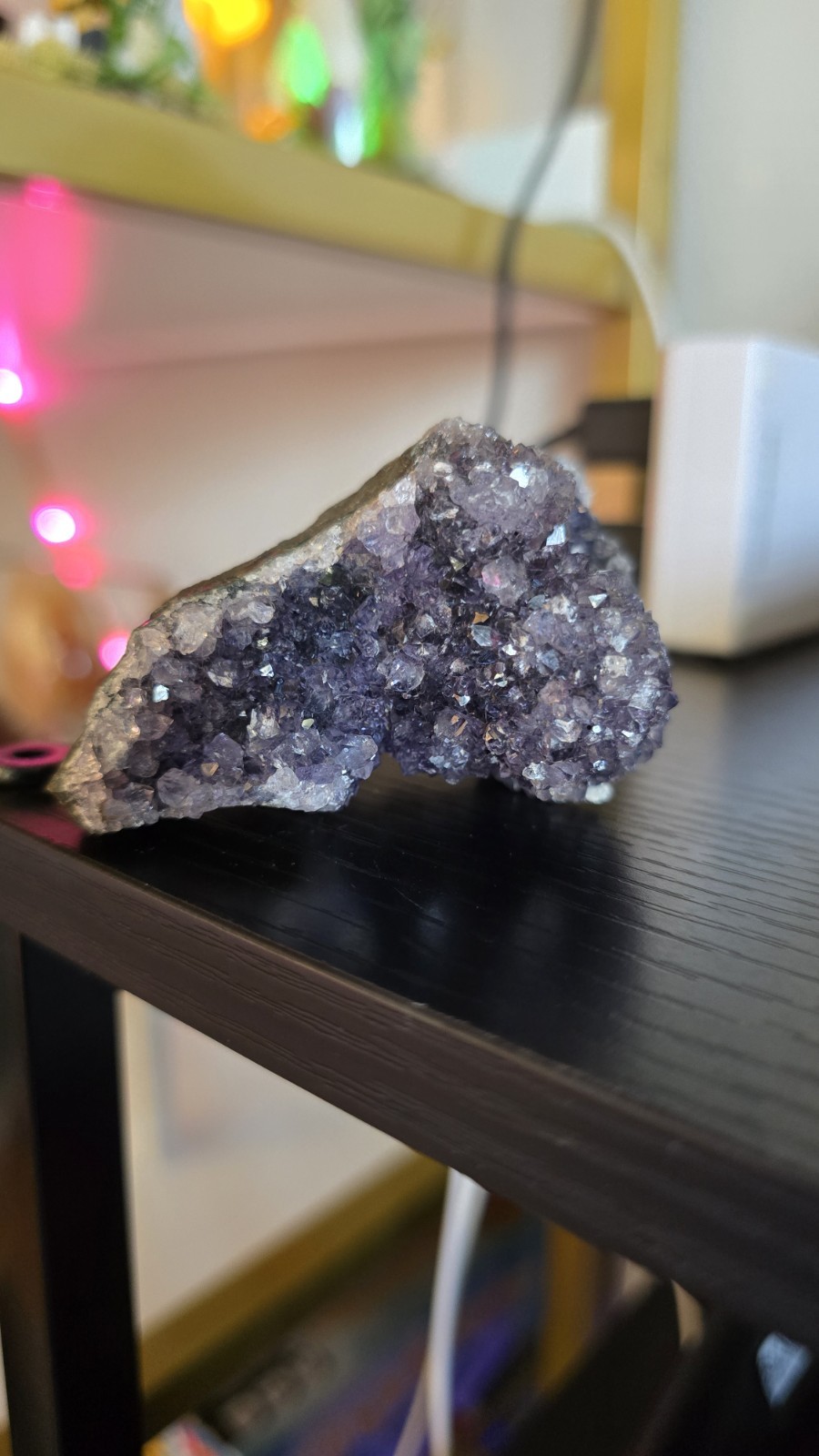 126.9g Natural Amethyst Druzy Cluster W/ Display Stand Crystal Mineral Specimen