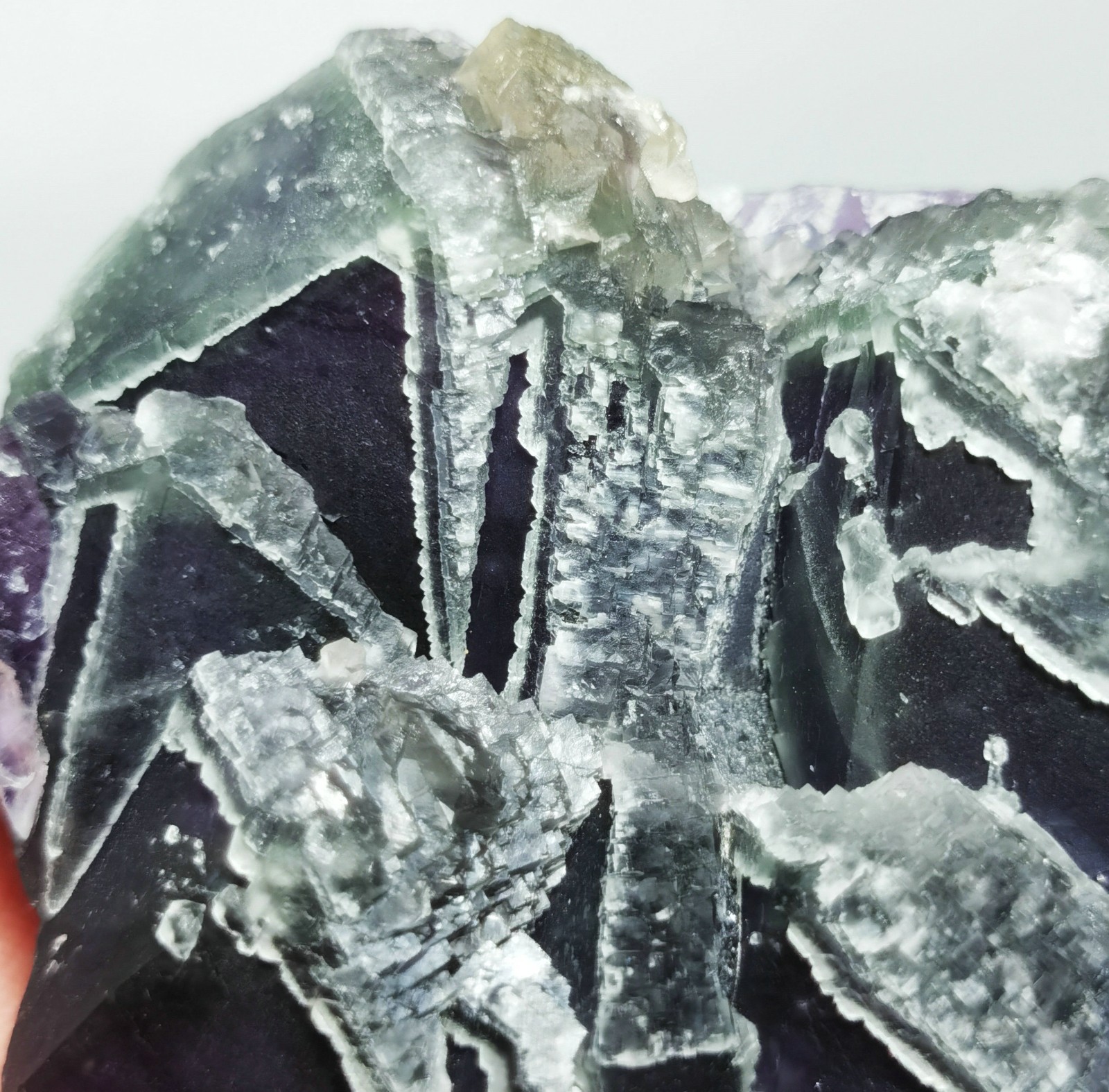 Rare Natural Purple Green Octagonal Fluorite Mineral Specimen China