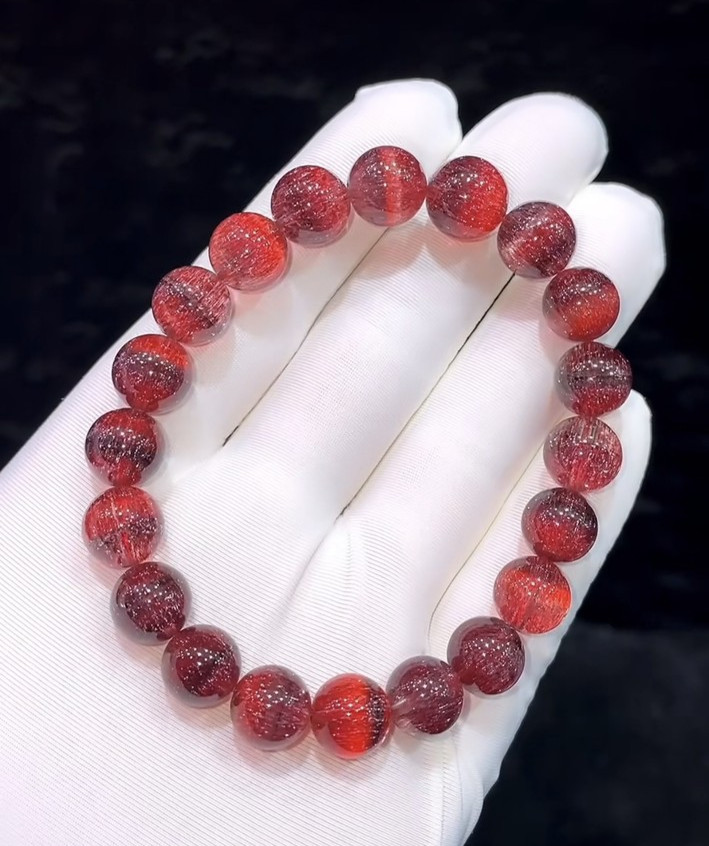 9.5-11mm Top Natural Red Super Seven Quartz Crystals Bracelet Healing Gems