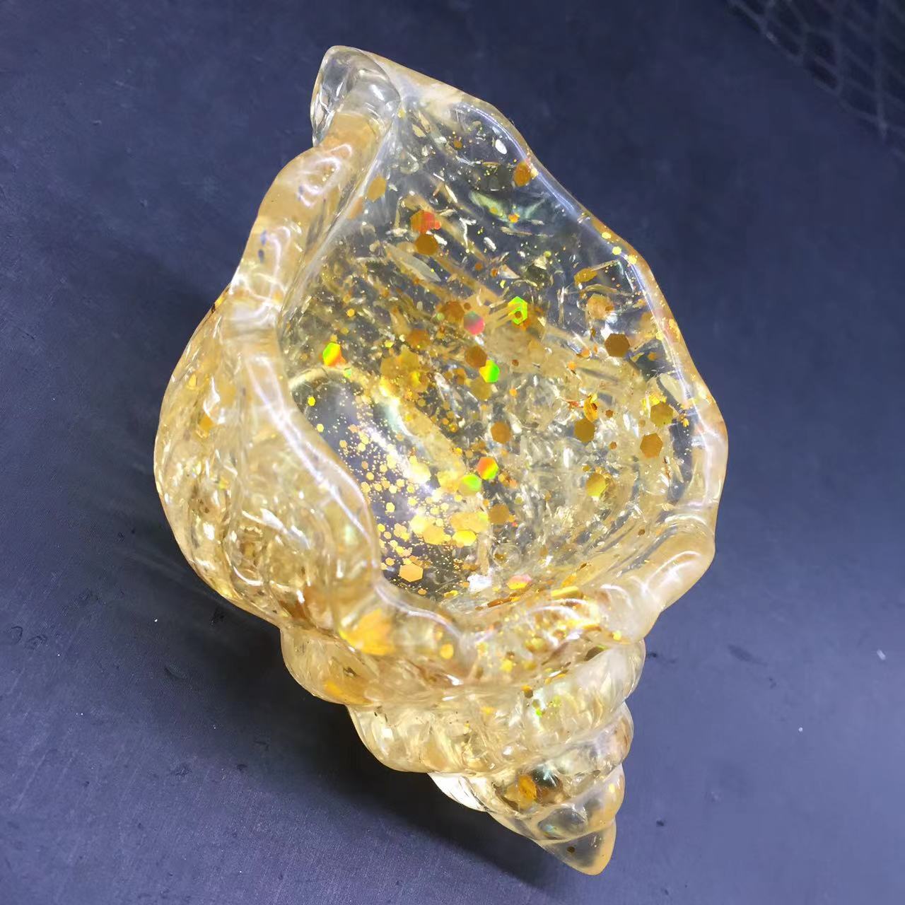 Natural Citrine Quartz Crystal Resin Conch Bowl Healing Decoration Reiki 1Pc