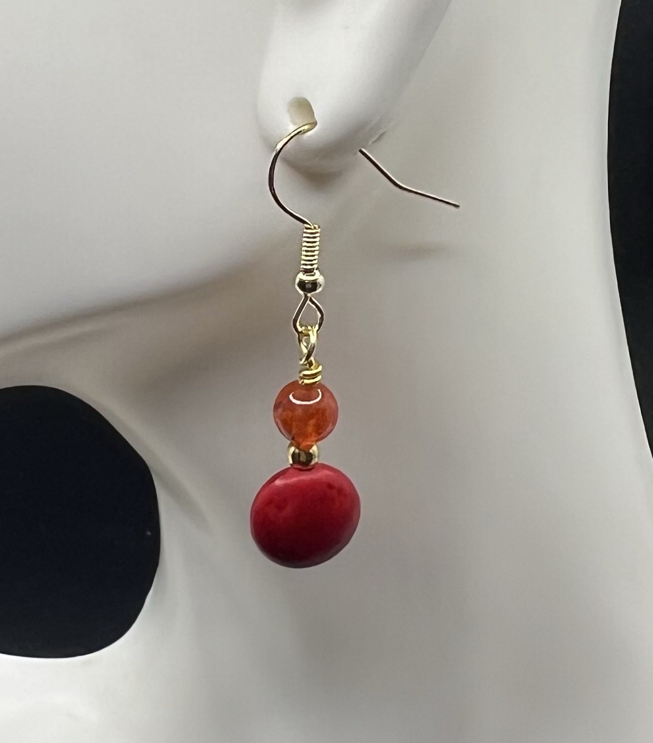 Carnelian & Red Magnesite Genuine Stone Handmade Earrings