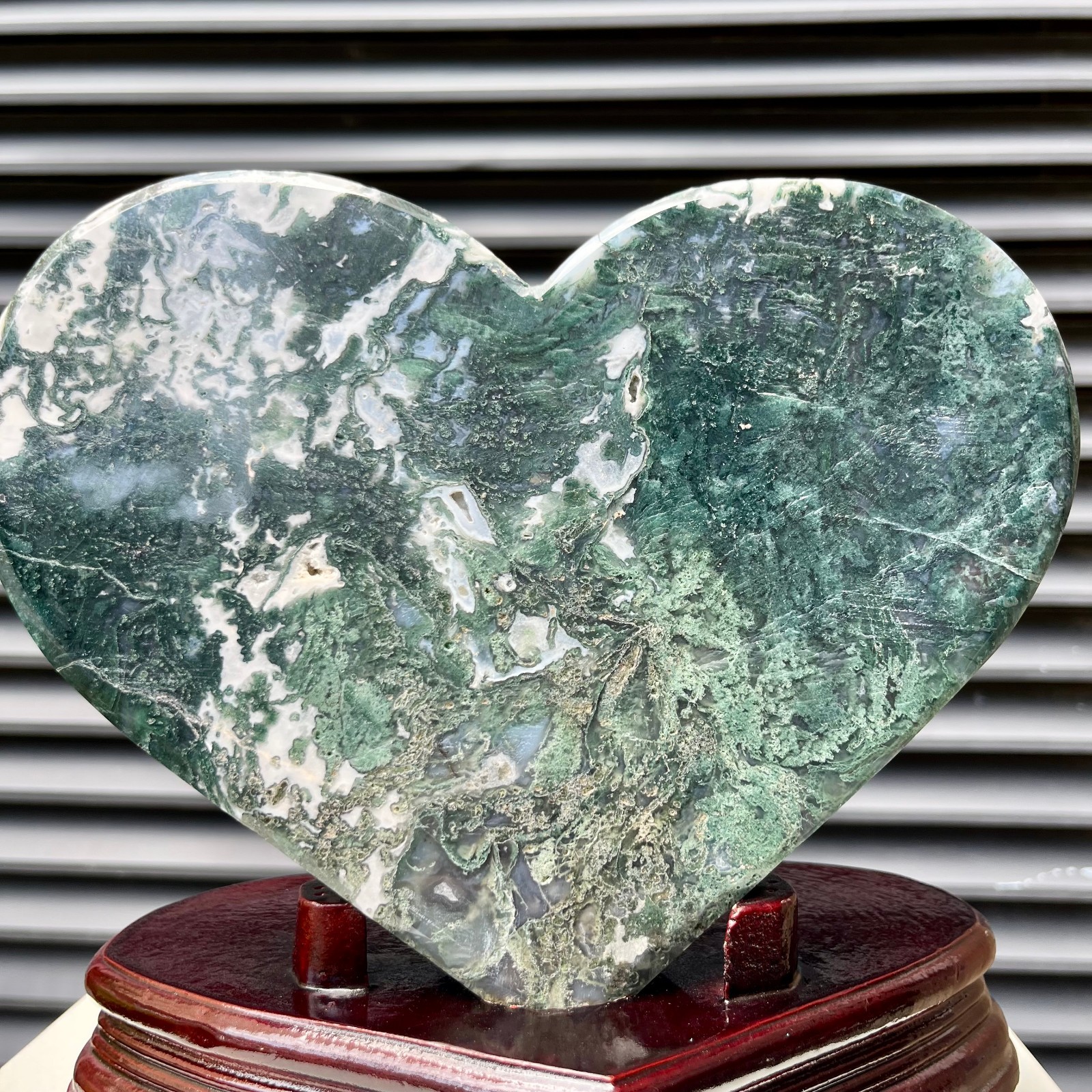 6.7 LB Moss Agate Crystal Heart Green Stone Xmas Decor Gift Home Display Love