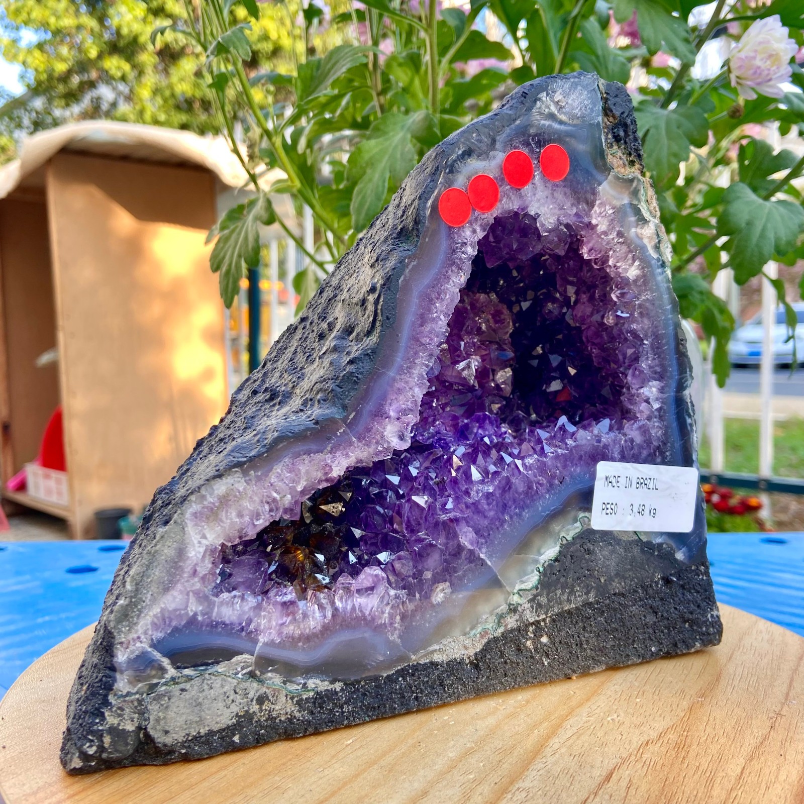 7.6LB Natural Amethyst Geode Quartz Crystal Cluster Cathedral Energy healing