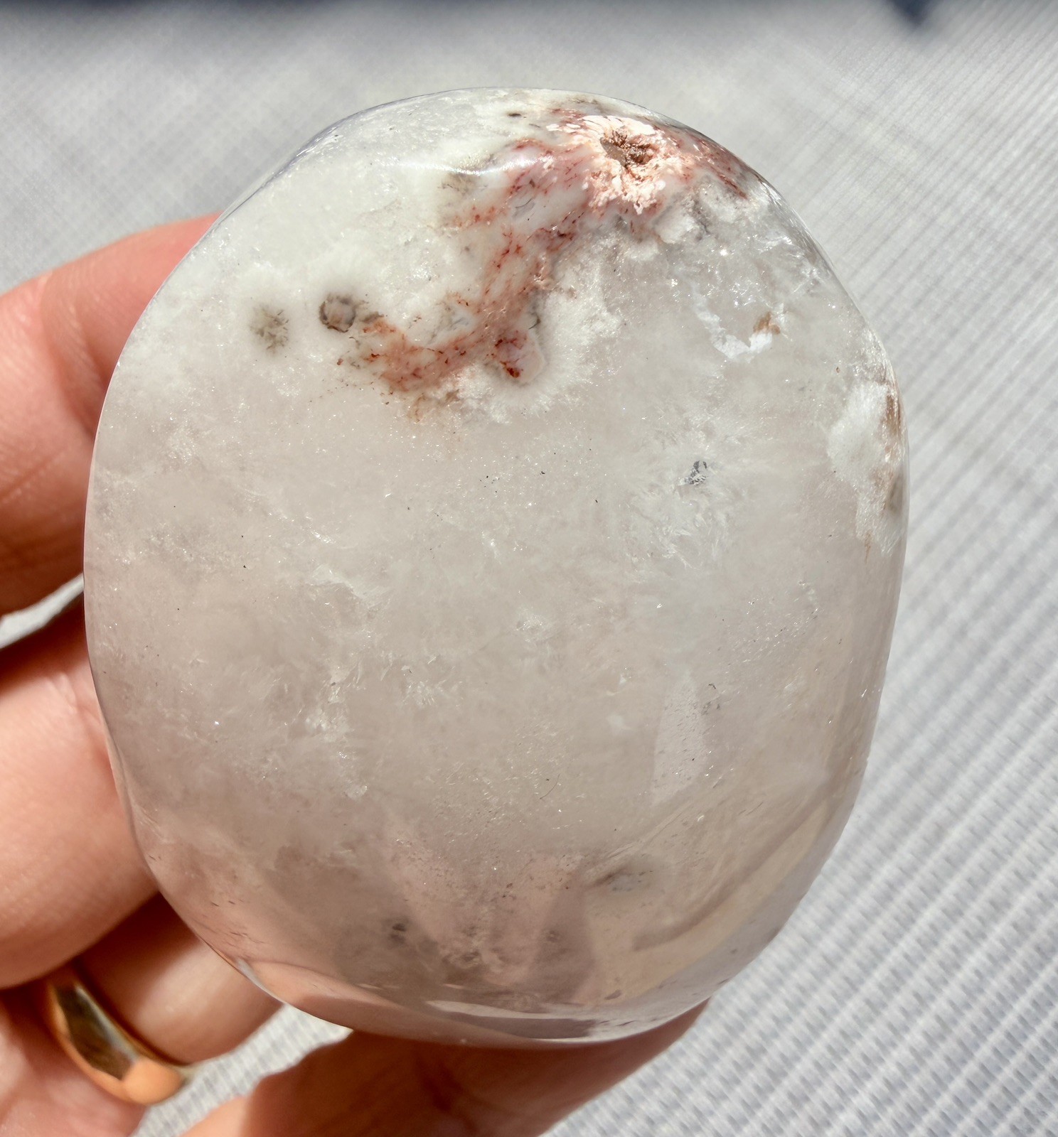 Crystal Argentina Agate Palmstone Quartz Red Flower Beautiful 264g 7.7cm