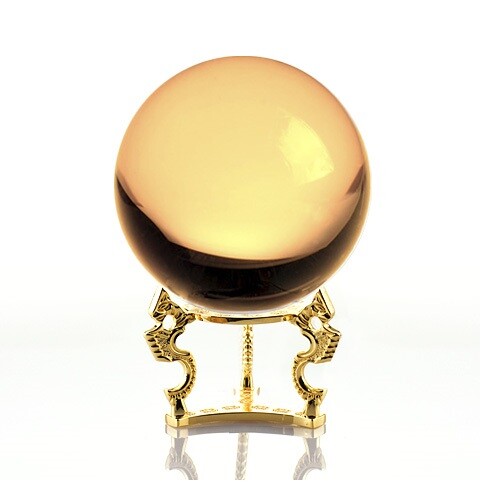 Crystal Ball Sphere for Feng Shui, Meditation, Decor, with Gold Dragon Stand.