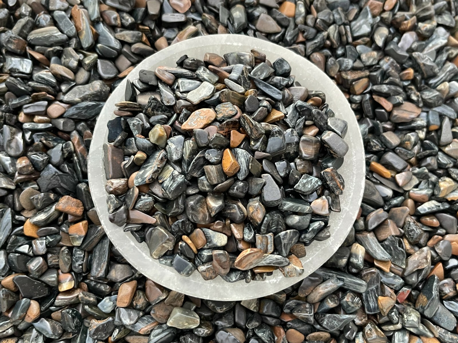 Grade A++ Blue Tiger Eye Semi Tumbled Gemstone Mini Chips 5-12 mm,Wholesale Bulk
