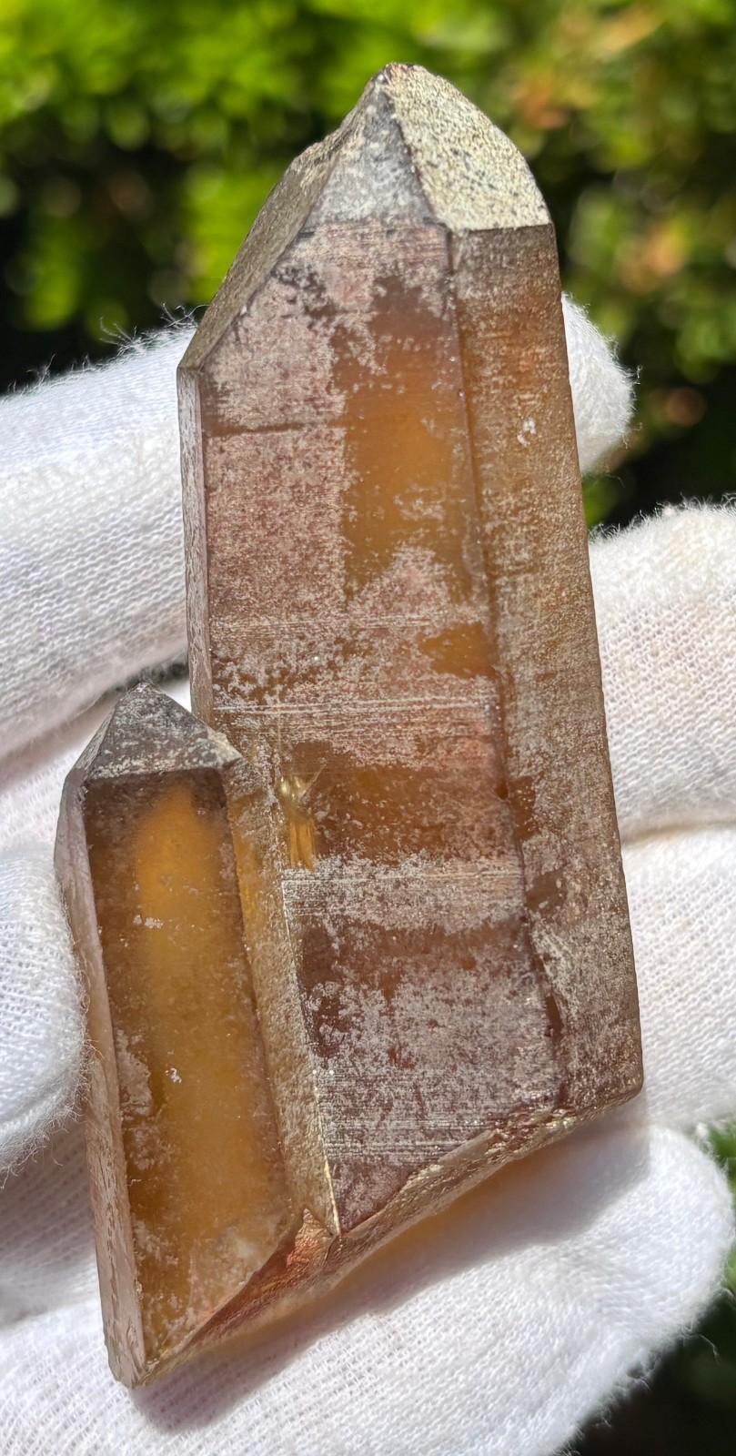 117g LOT REAL AUTHENTIC CITRINE & WATERCLEAR QUARTZ DT POINTS TWIN POINTED POINT