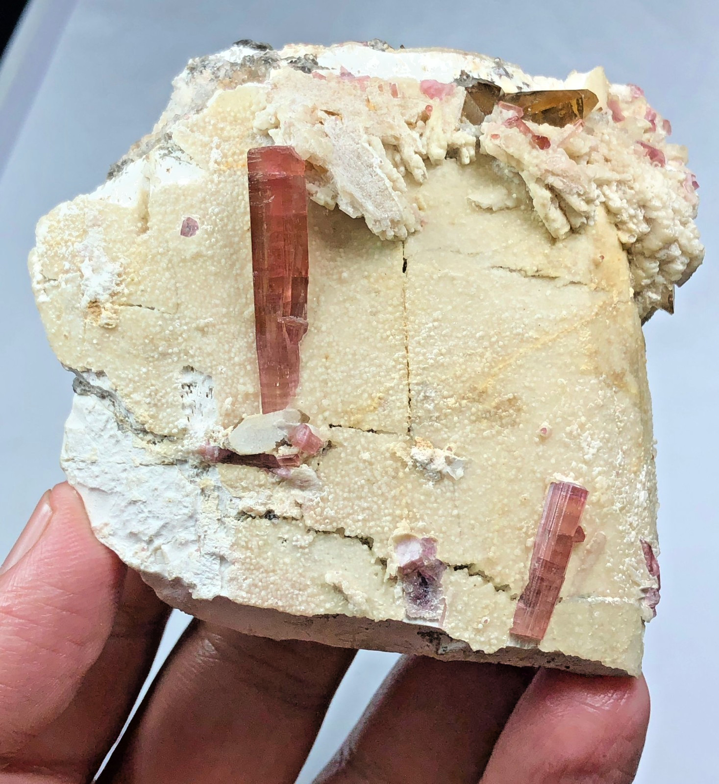 PINK TOURMALINE With TOPAZ On Feldspar – 224 Grams- 8 cm from AFGHANISTAN