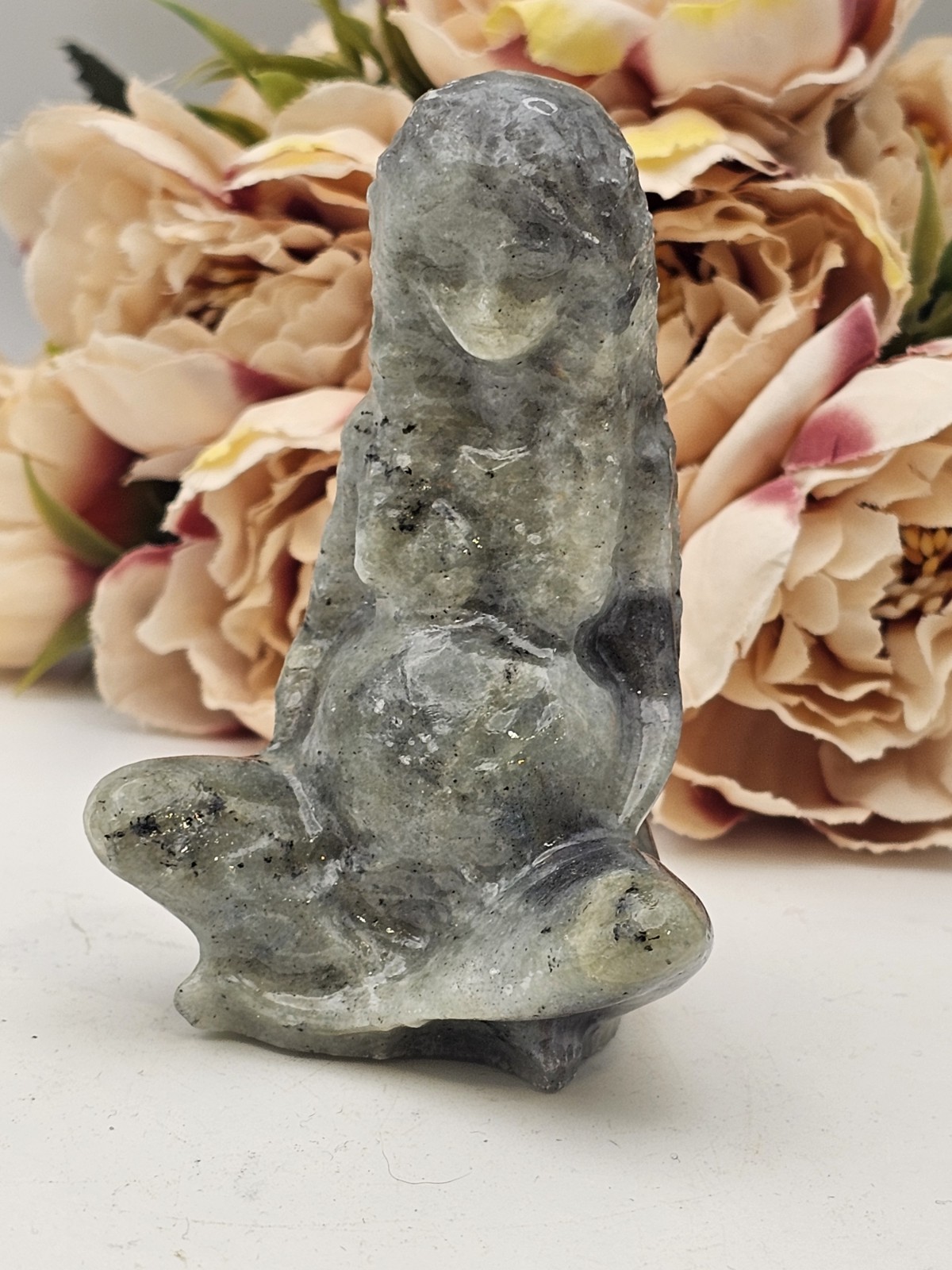✨️SALE✨️ Labradorite Mother Earth Crystal Gaia Carving 159g Lab 7.6 x5.3 x 4.4cm