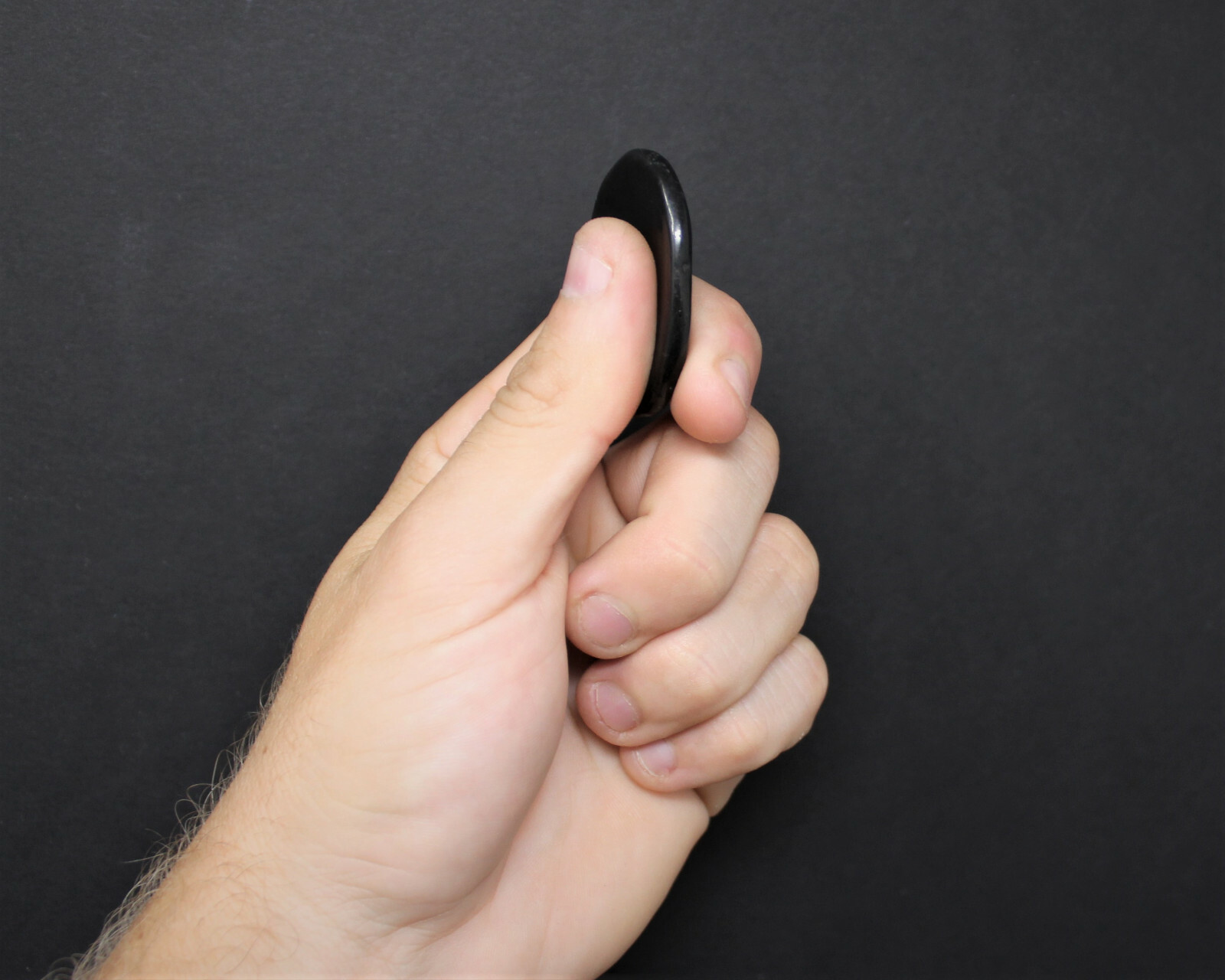 Black Tourmaline Worry Stone (Tourmaline Pocket Palm Stone, Polished Crystal)