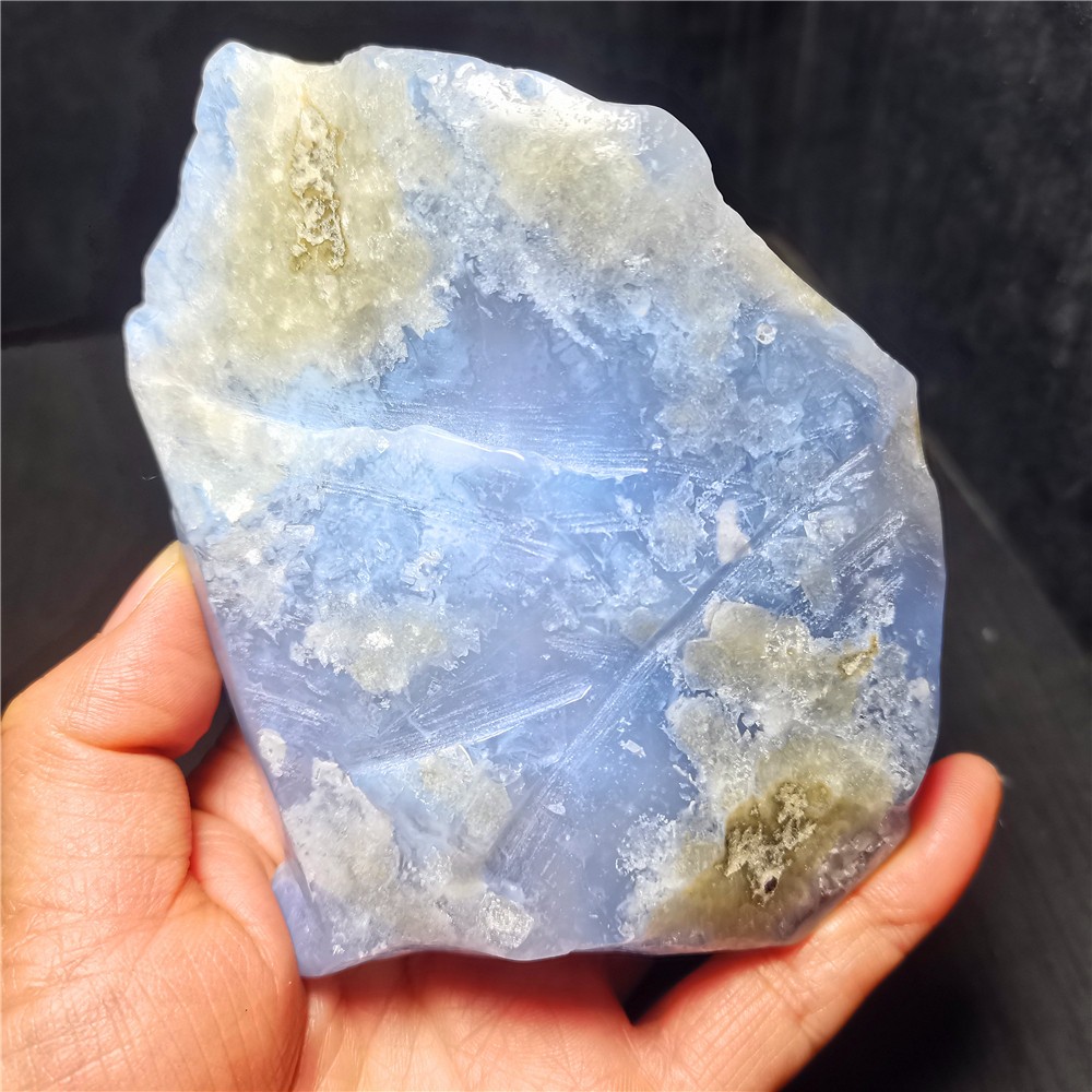RARE 393.2g Natural Argentine Blue Agate Stone Geode Healing R2136