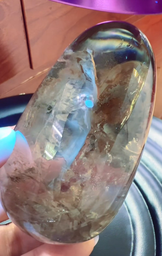77*45*39mm Natural Enhydro Quartz Moving Water Drop Specimens Reiki Palm