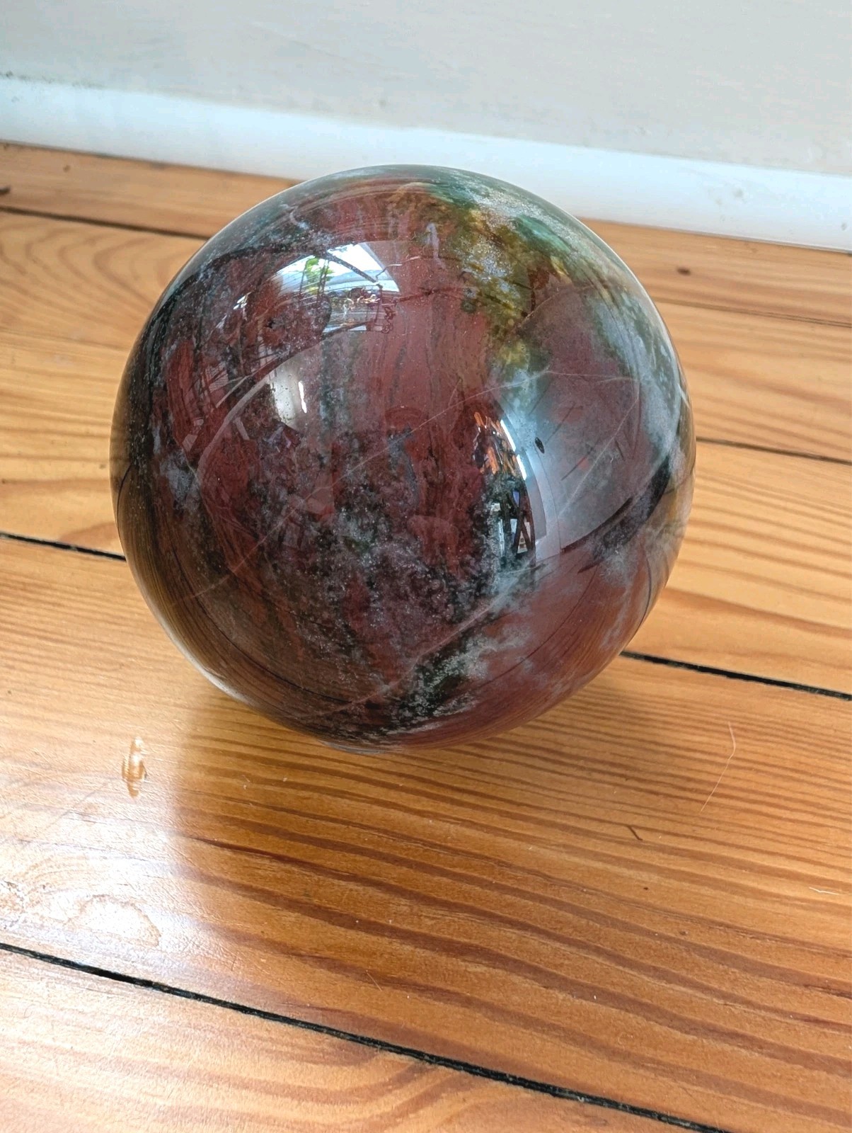 3in Ocean Sea Jasper Crystal Sphere blue green burgundy yellow- 748 g