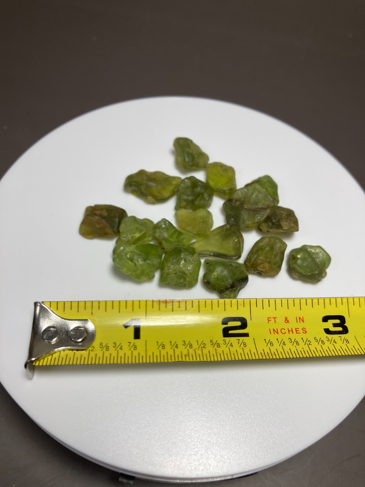 17 pcs Peridot Crystals almost 1 oz from 6 to 15 mm Natural Bulk Resale Lot NOS