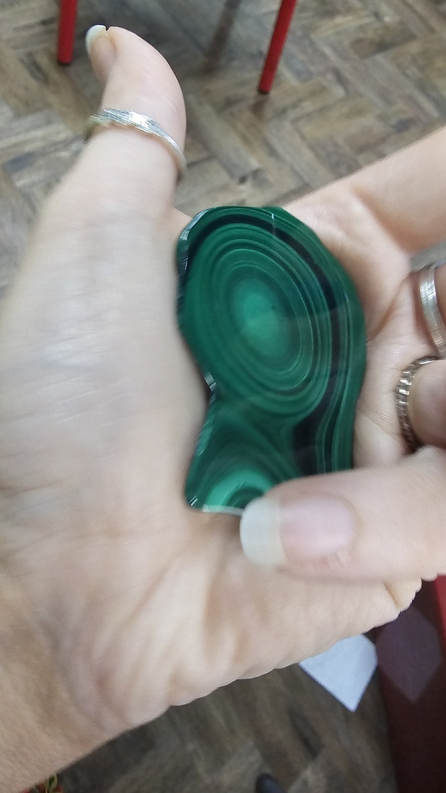 High Quality large Malachite crystal slice slab palm 24g 5.5cm