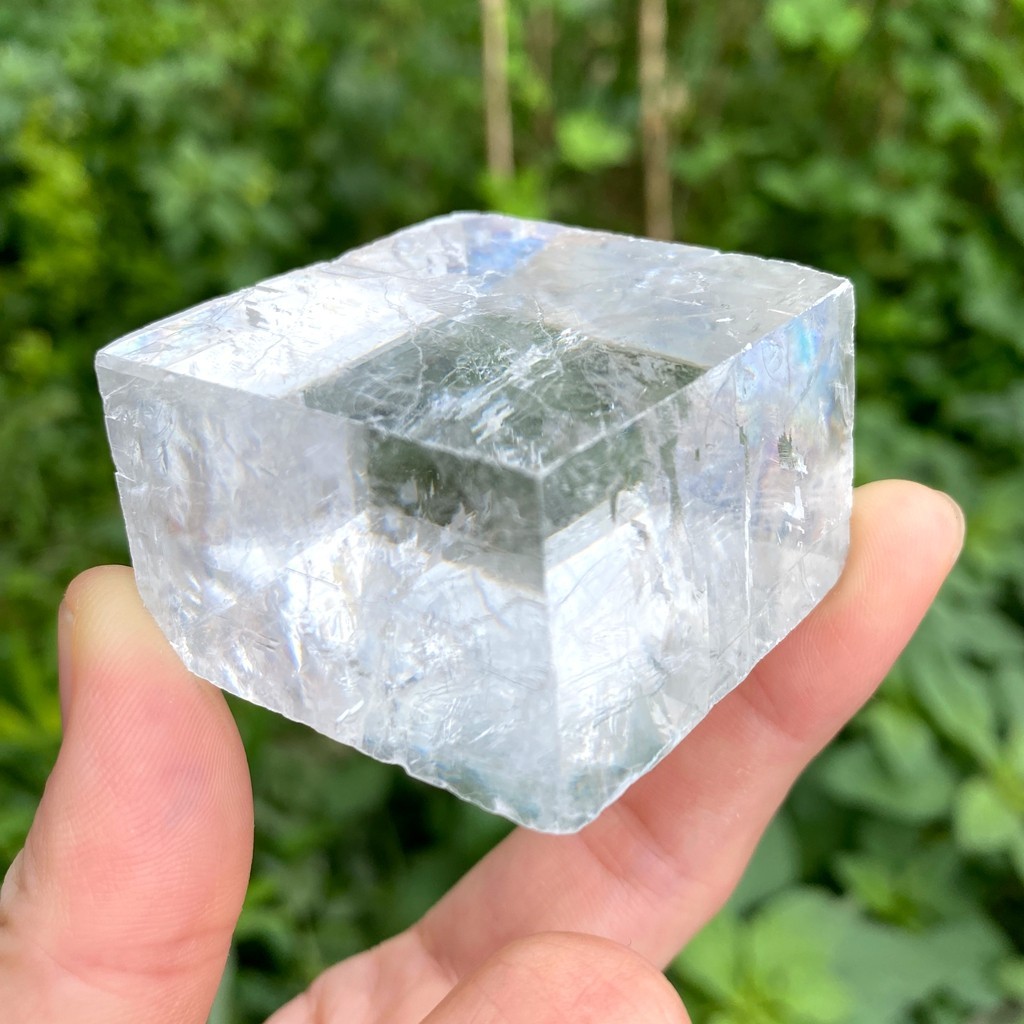103g Rainbow Natural Clear Calcite-iceland spar cube Mineral Specimen Healing