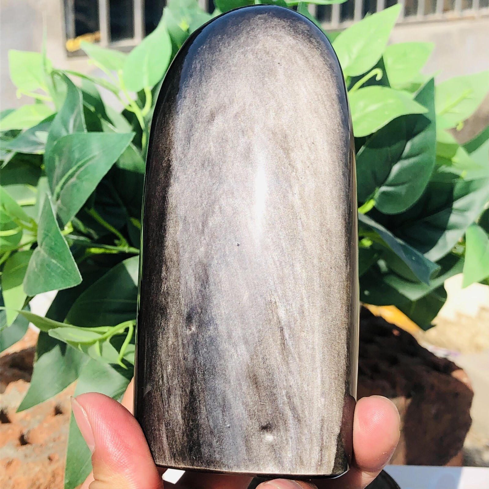 1.8lb Natural Standing Silver Obsidian Quartz Crystal Witch Mineral Meditation