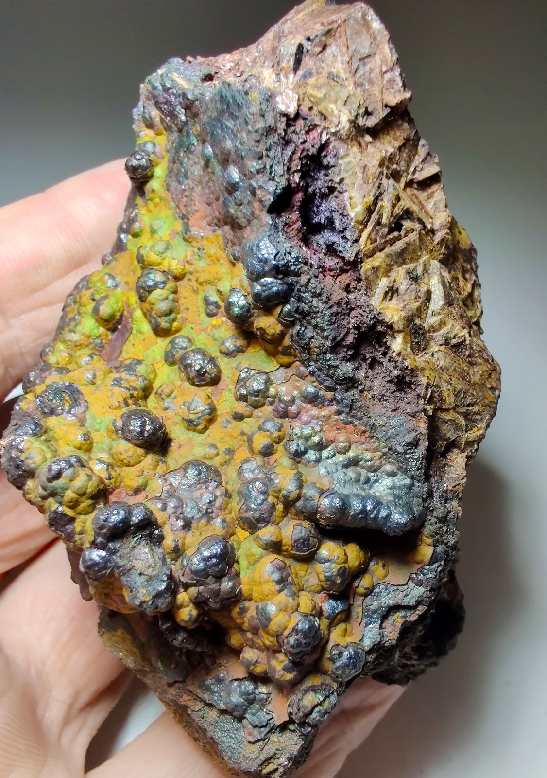 Rainbow colored Hematite and Kyanite. Graves Mountain, Georgia. 316 grams.