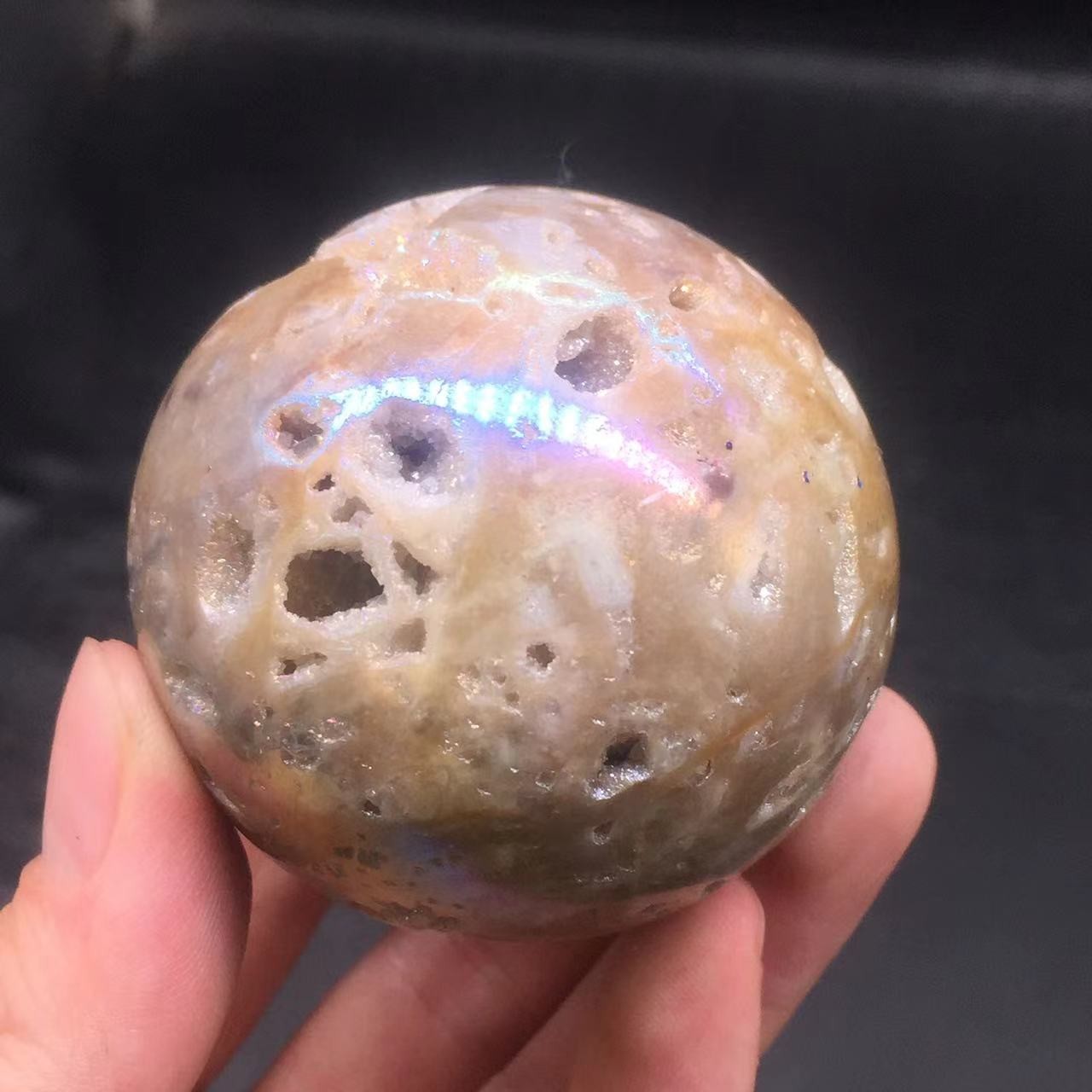 Angel Aura Natural Sphalerite Crystal Geode Druzy Ball Healing Decoration 57mm