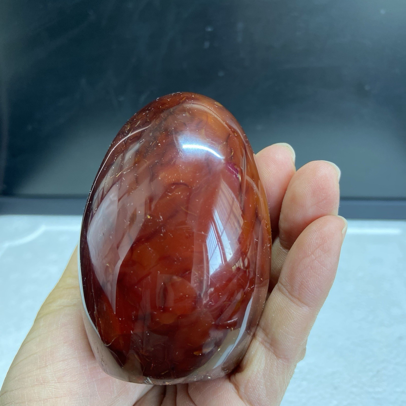 79mm405g Beautiful Red AGATE Carnelian Crystal Display Stand Reiki MGY145