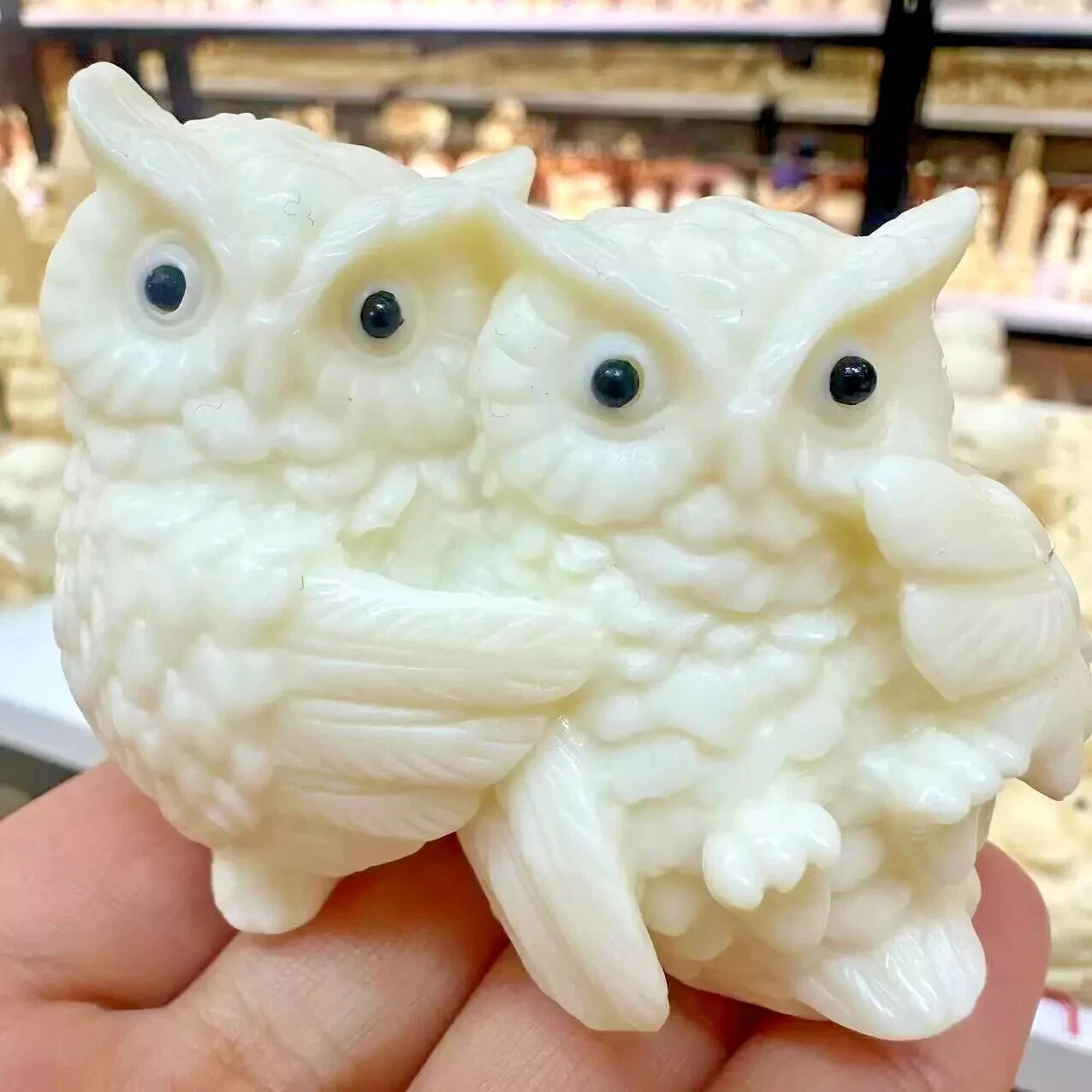 Natural Genuine Tagua Nut Carved owl Decor reiki healing gift decoration 1PC
