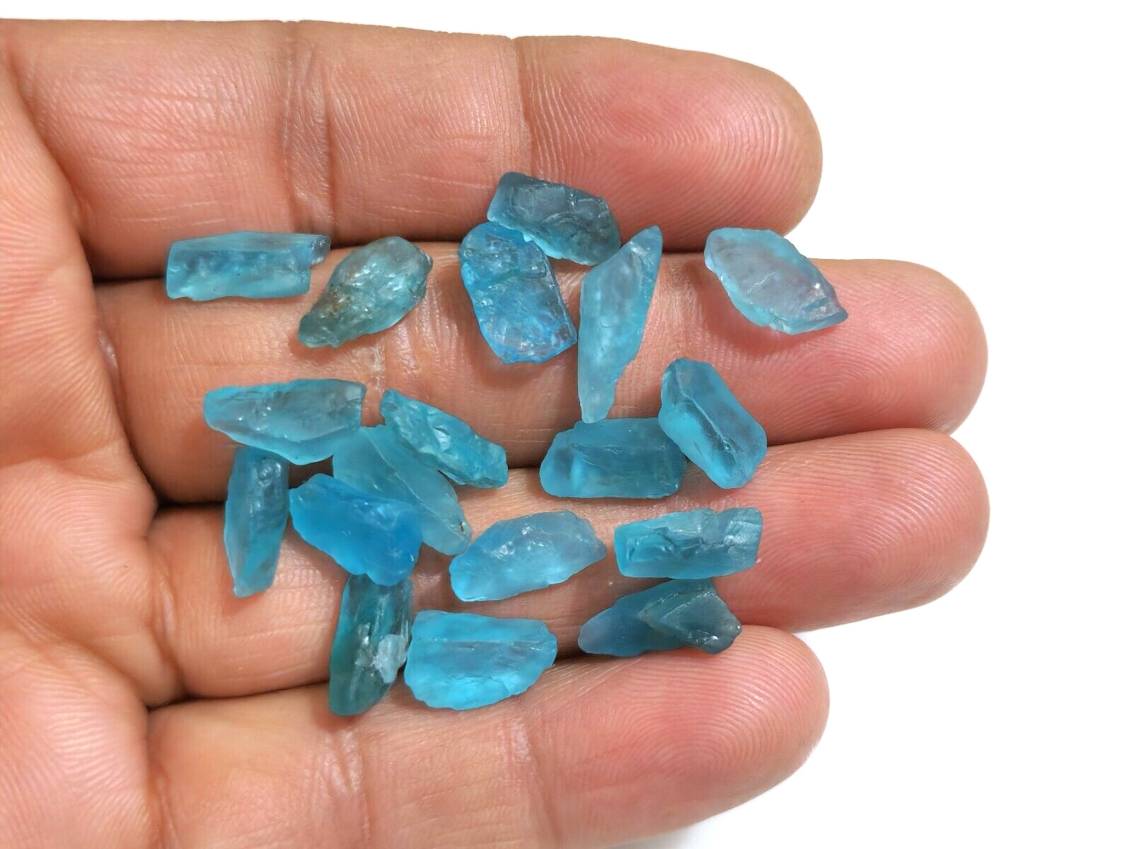 Raw 12-14 MM Size Natural Blue Apatite Raw 20 Pcs Lot Loose Gemstone For Jewelry