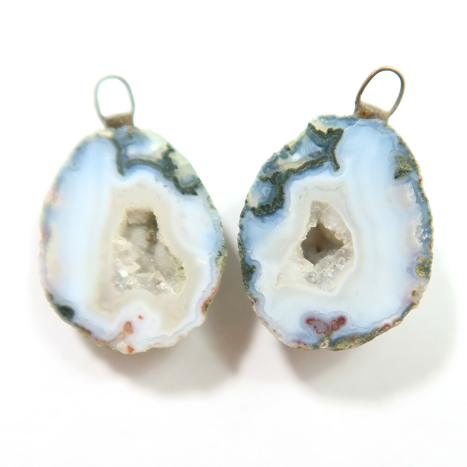 Distressed Tabasco – Tiny Mexican Geode Polished Halves with Ring TABD108