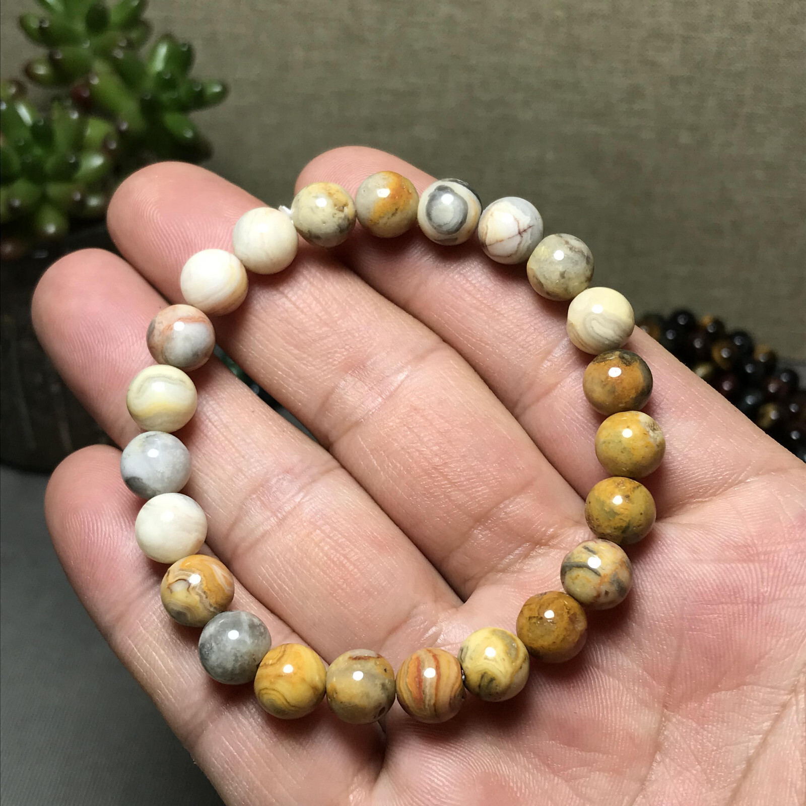 10Pcs Wholesal Natural Crazy agate bracelets Crystal ball sphere 8mm