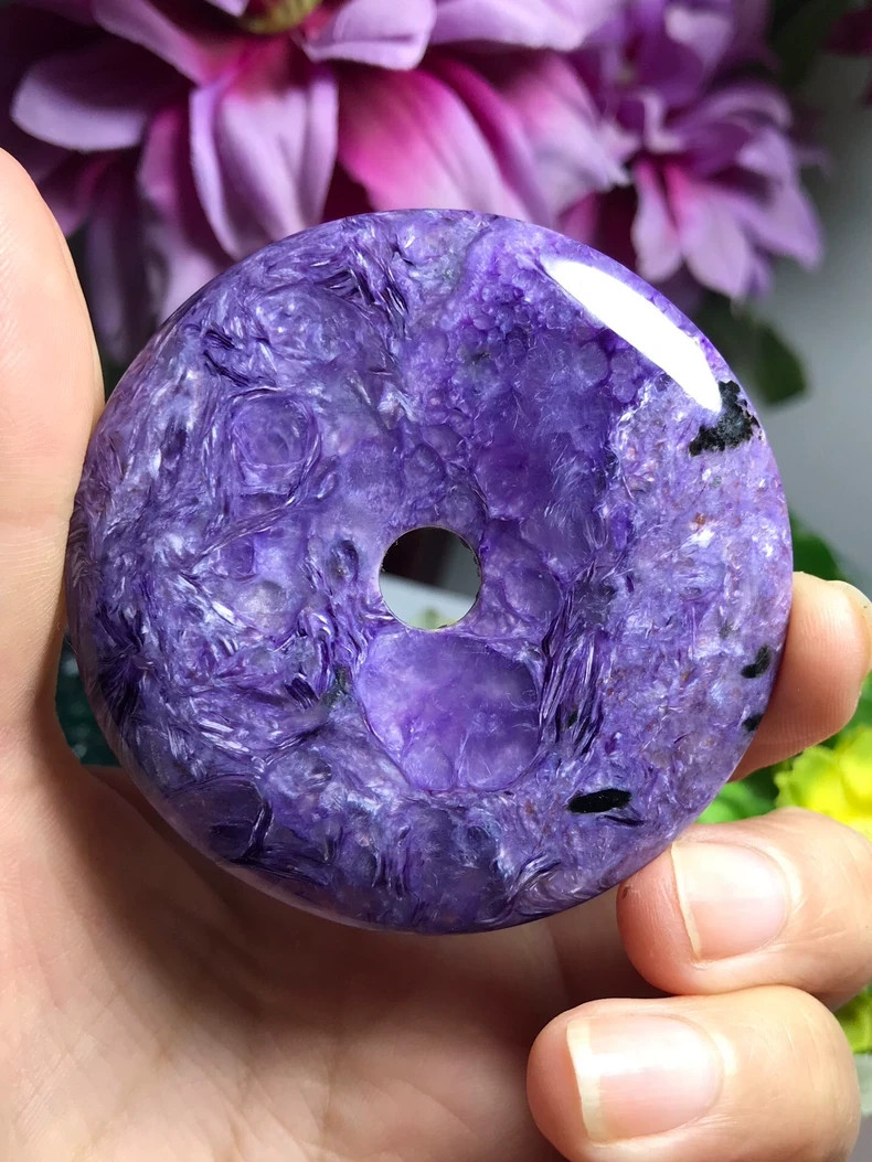 Charoite Donut Large Purple Charoite Circle Healing Crystal Home Decor Ornament