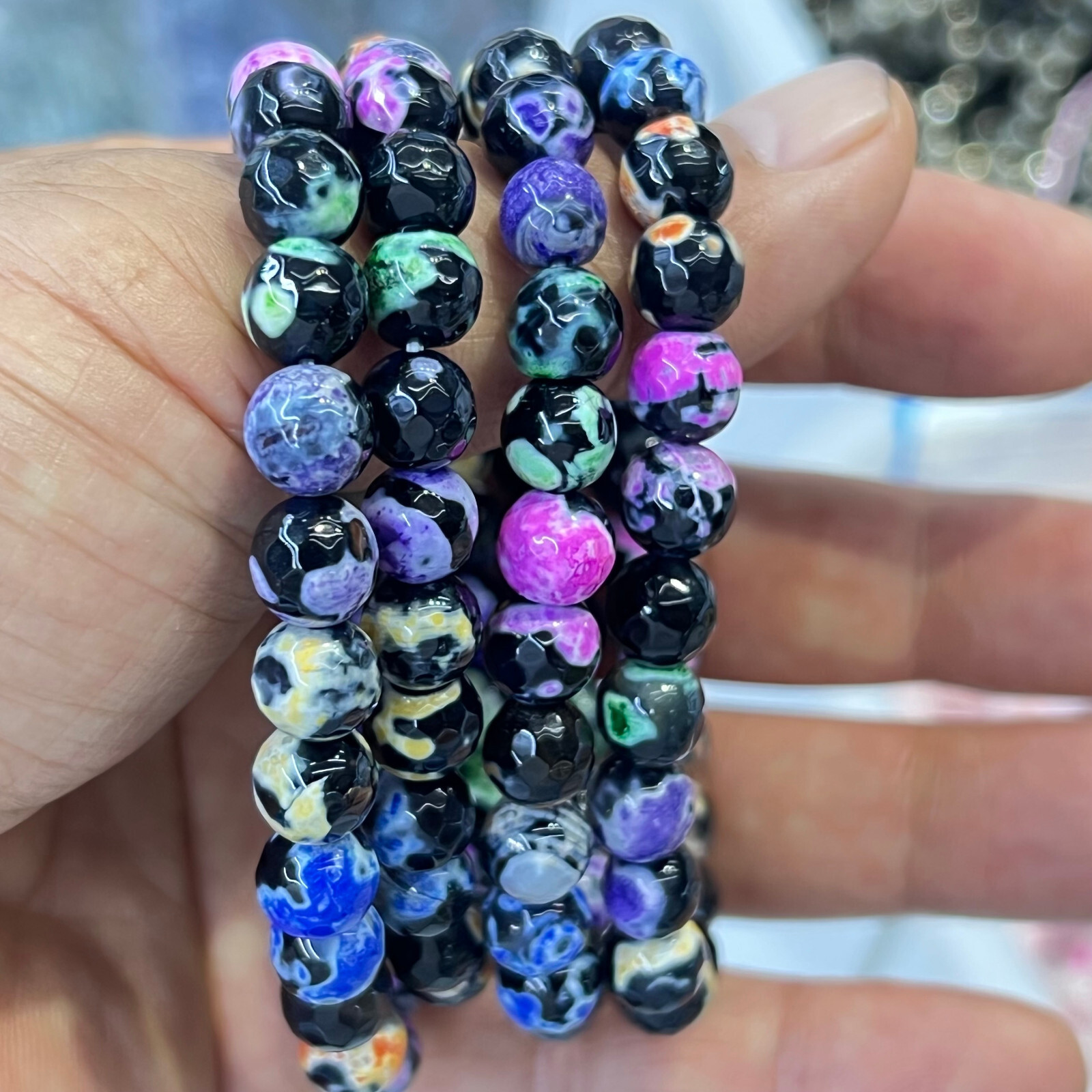 Wholesale Lot 6 Pcs agate 8 mm 7.5″ Crystal Stretch Bracelet