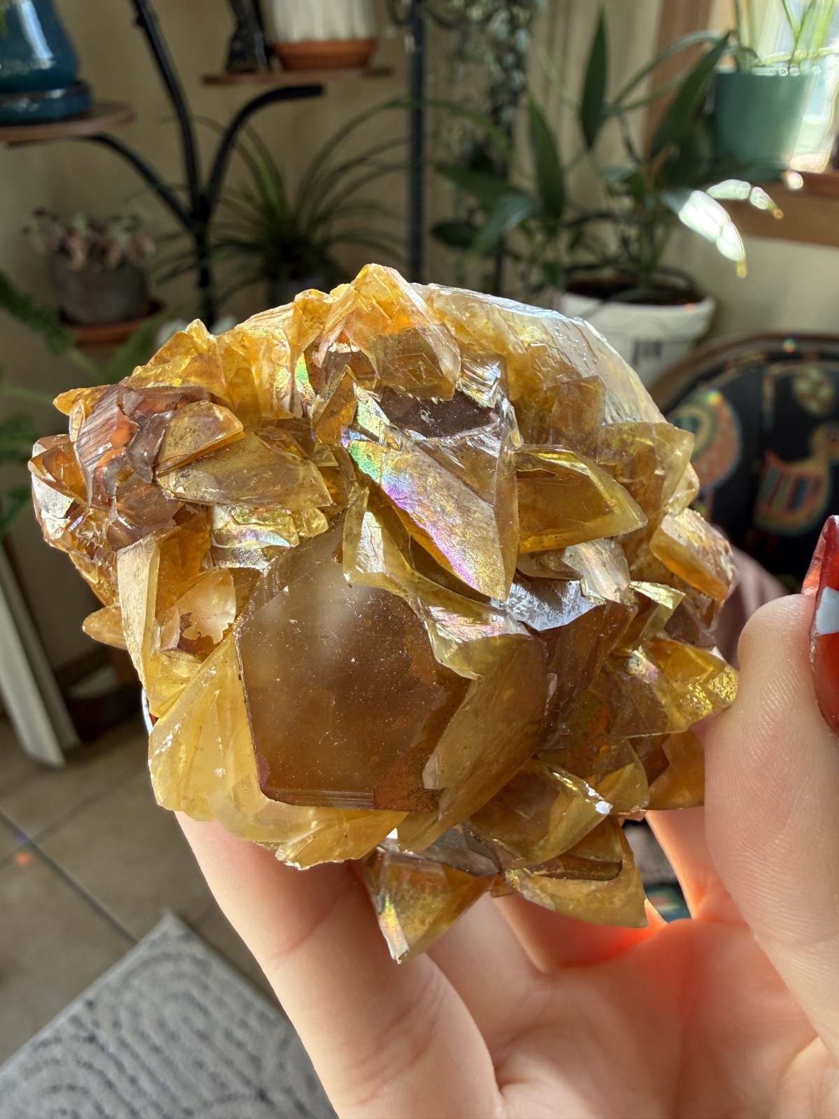 Rare Iridescent Orange Calcite Crystal Cluster – Hengyang, Hunan, China – 7.05oz