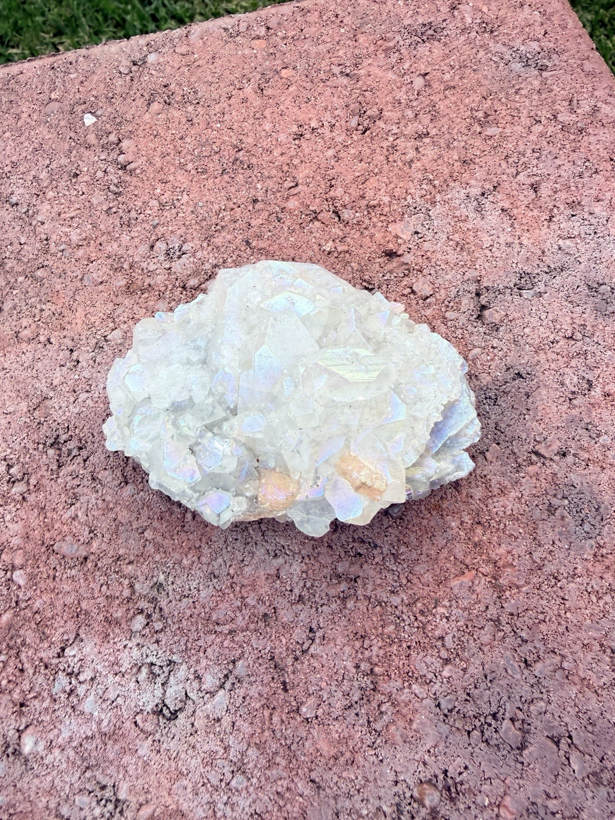 Angel Aura Quartz crystal cluster with rainbow hues metaphysical and spiritual