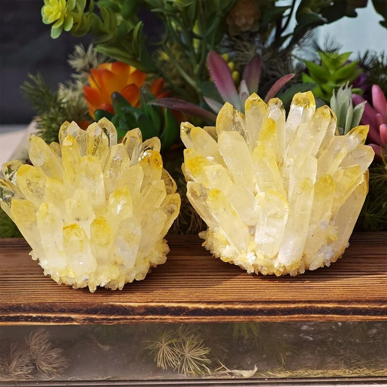 300G+ New Find Large Yellow Ghost Phantom Quart Crystal Healing Cluster Rocks