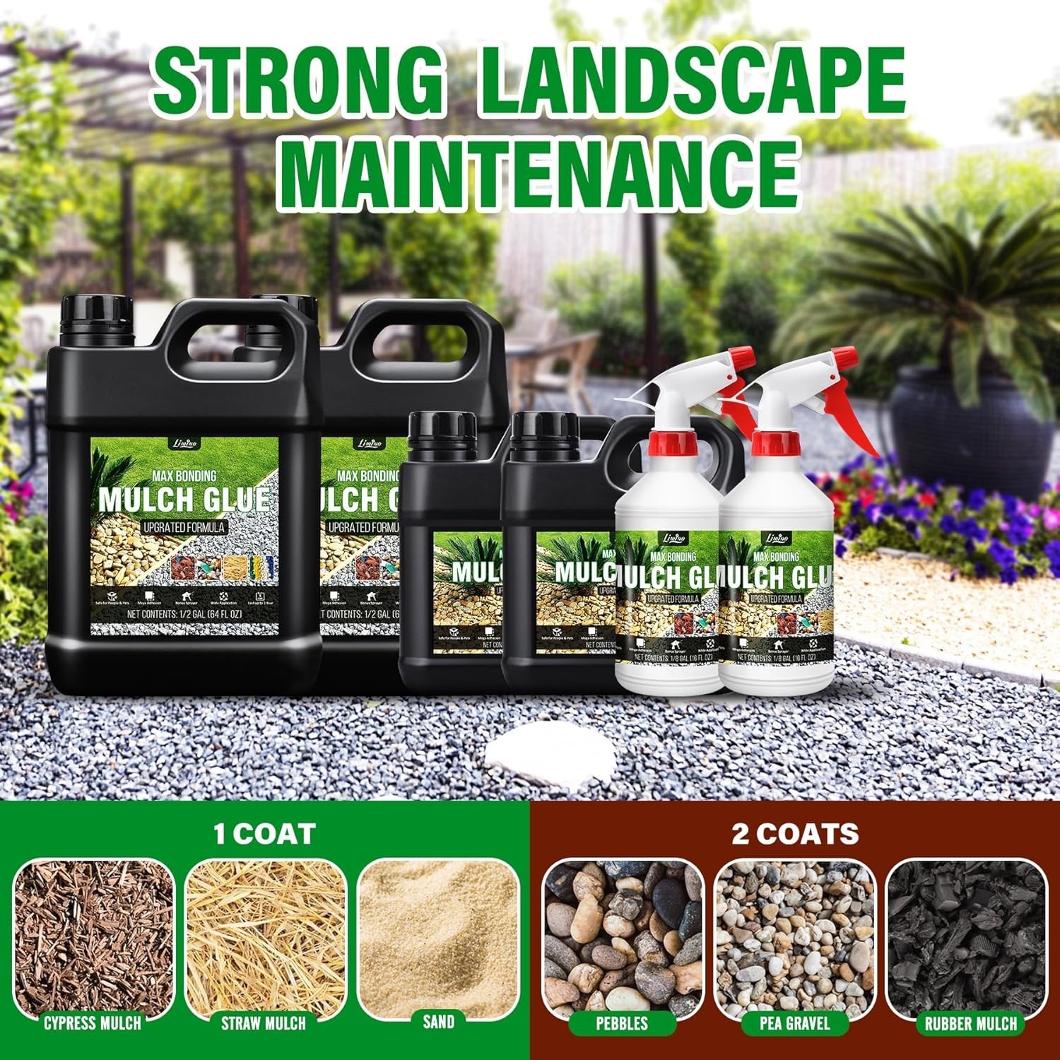 Strong 32oz Gravel Glue – Ready-to-Use Mulch Lock for Gardens & Landscapes