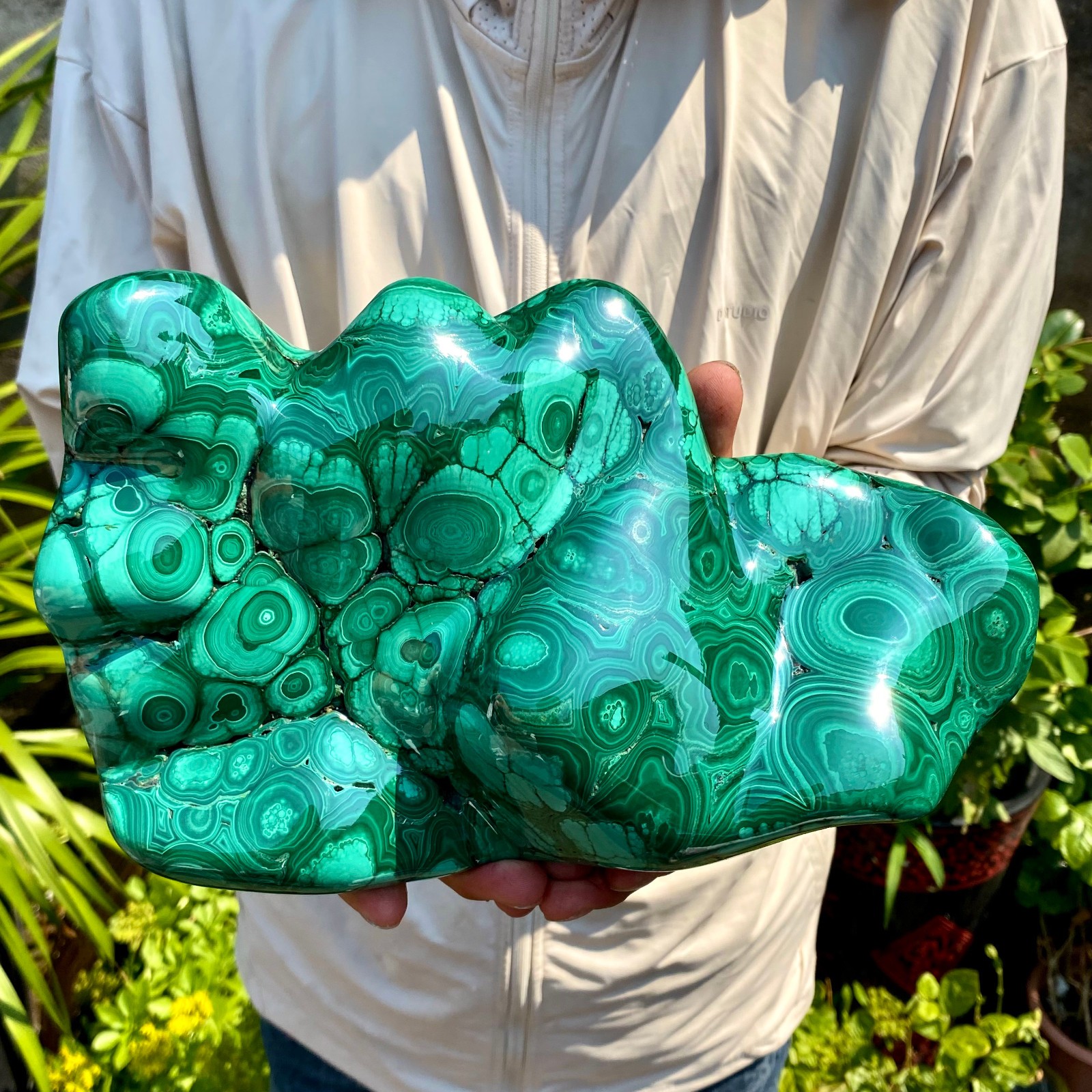 7.69LB Natural glossy Malachite transparent cluster rough mineral sample