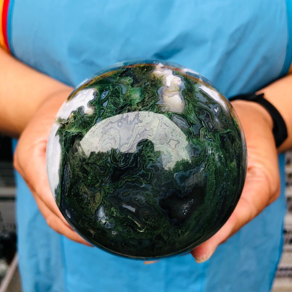 3 pieces 2650g Natural aquatic Agate Ball Quartz Crystal Sphere Healing 2110