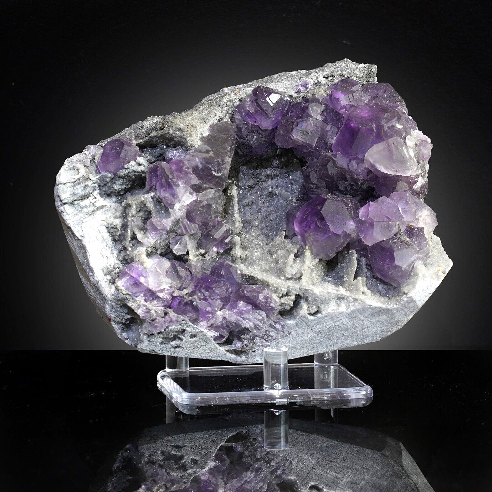 Attractive Blue Tanzanite Fluorite #001 on Matrix with Custom Made Base