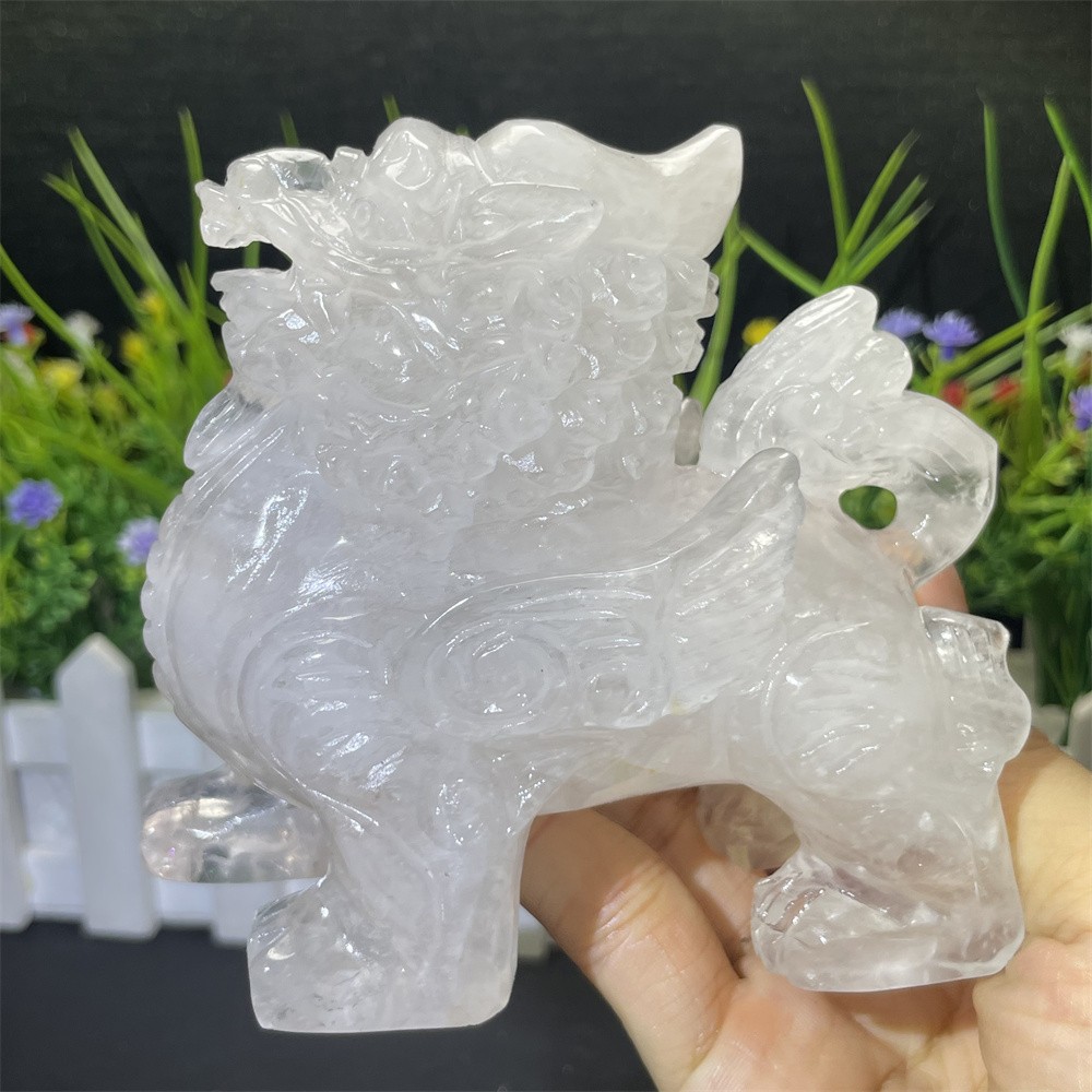 1.1LB 3.9″ Natural A++Clear Quartz Qilin Crystal Quartz Reiki Gift Mineral Decor