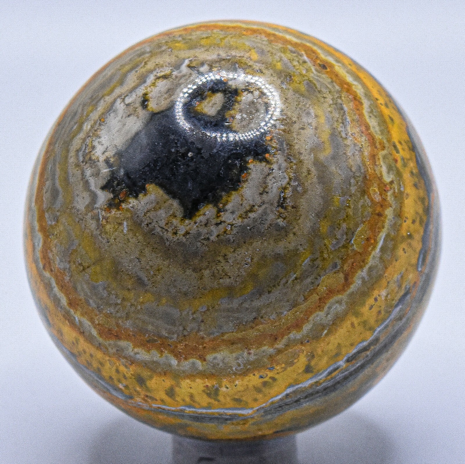 2″ Bumble Bee Jasper Sphere Silverish Orange Layered Gemstone Mineral Indonesia