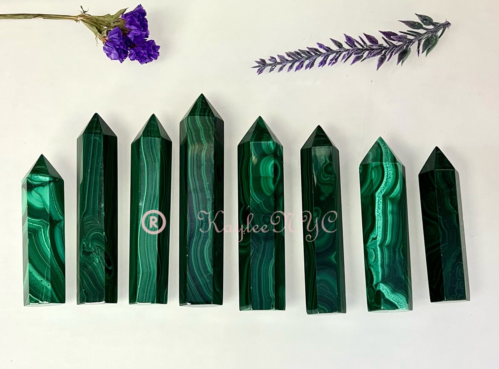 Wholesale Lot 1 Lb Natural Malachite Obelisk Tower Point Crystal
