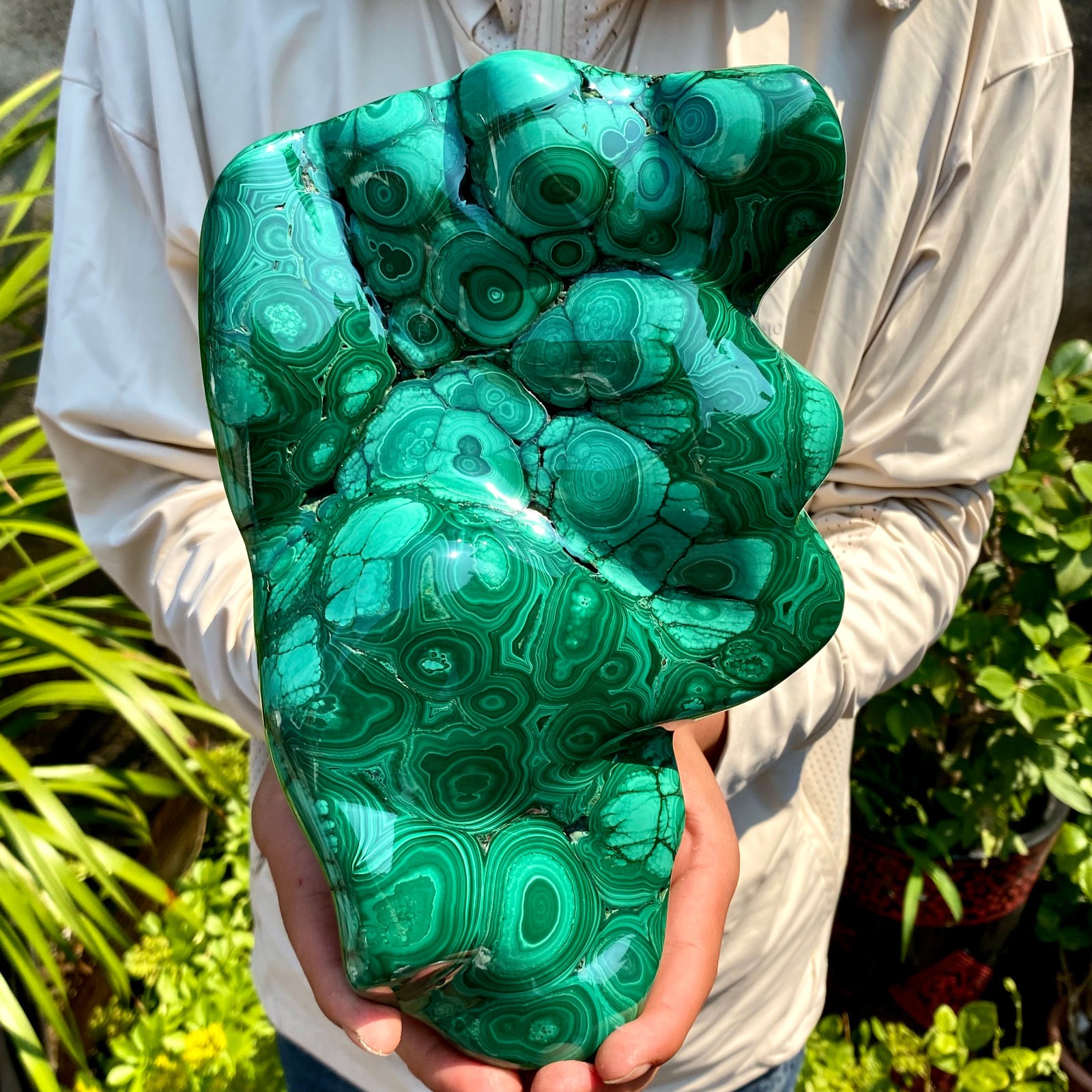 7.69LB Natural glossy Malachite transparent cluster rough mineral sample