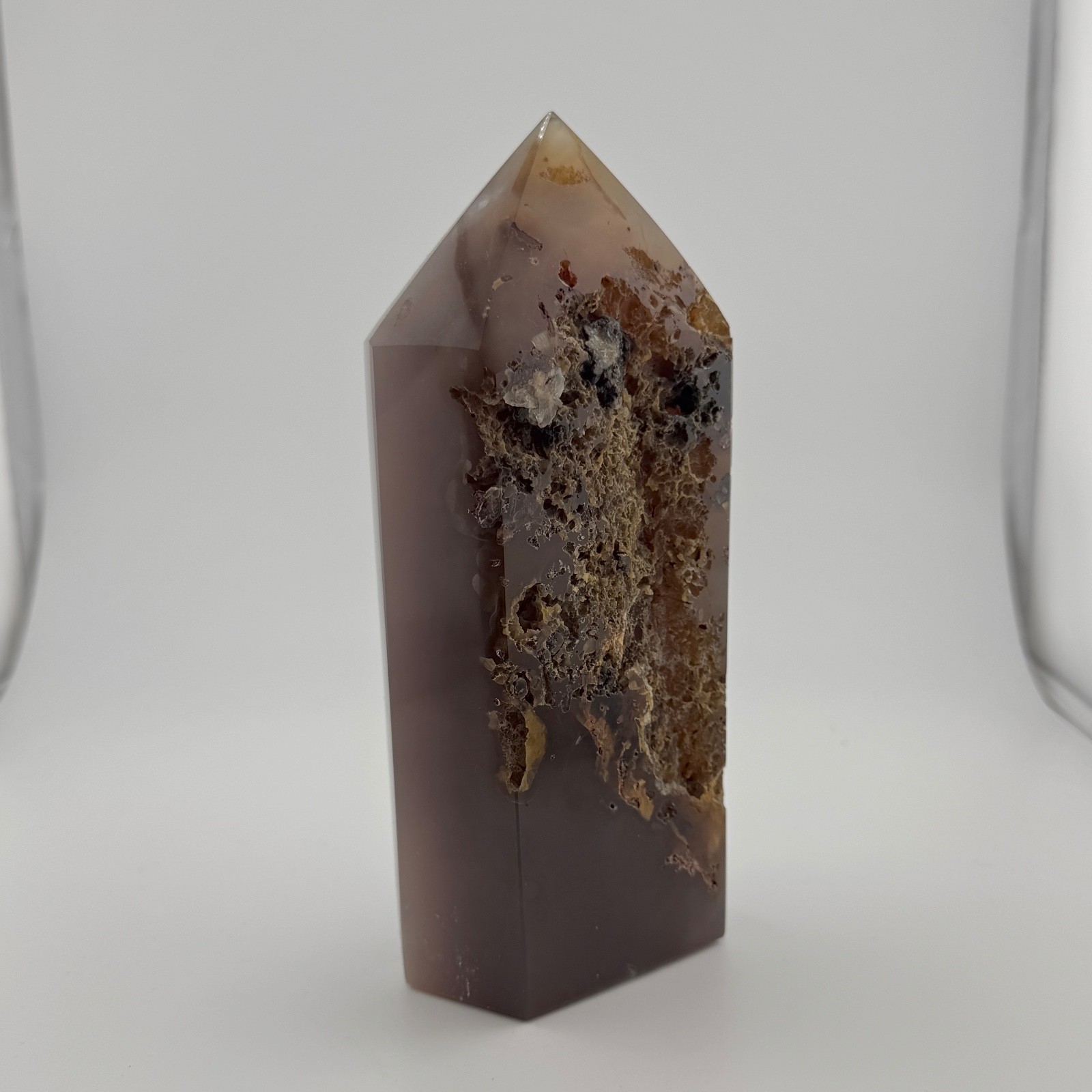 7.0″ Extremely Unique Dendritic Agate Quartz Sugary Druzy Crystal Point
