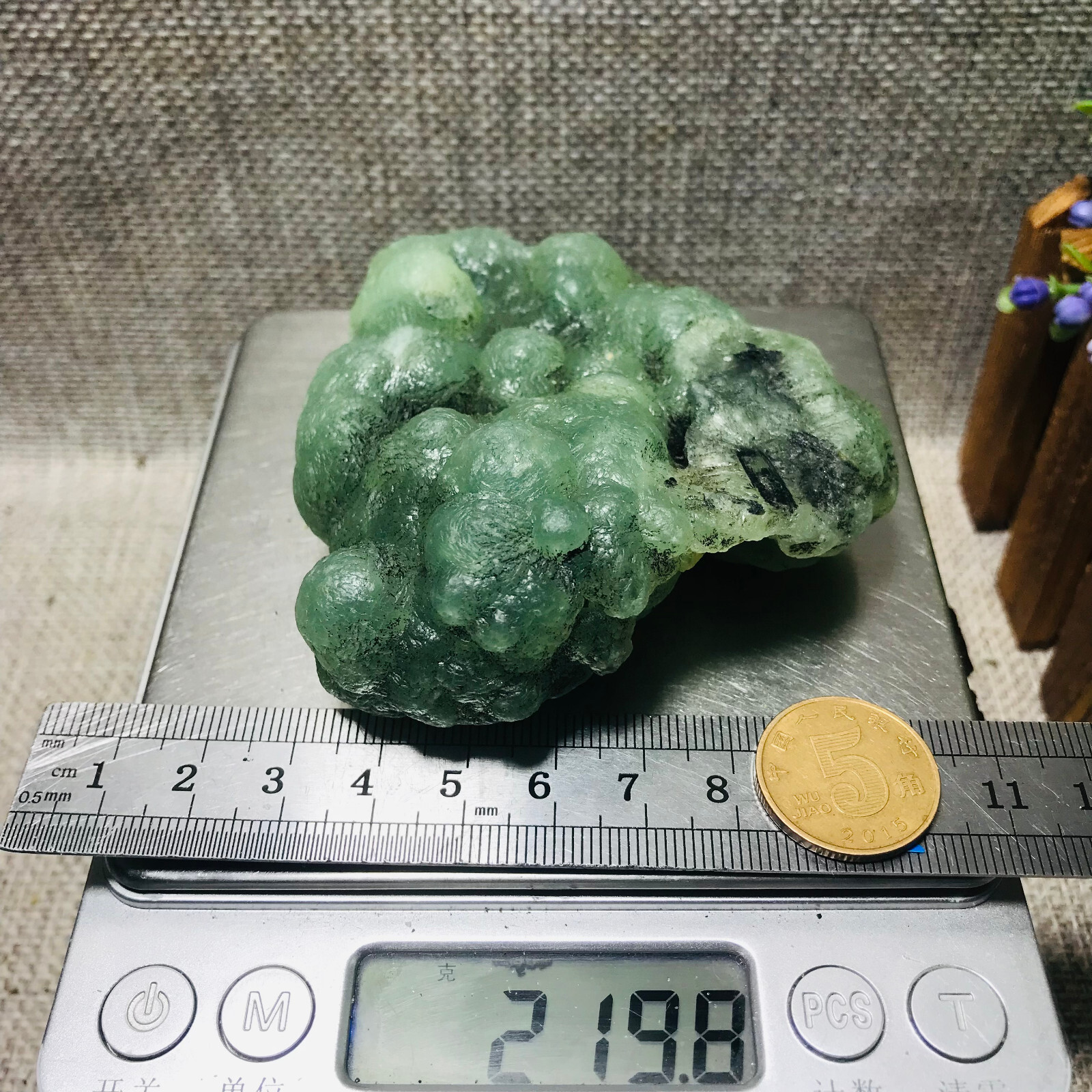 219g Natural Green chalcedony grape agate crystal specimen Indonesia 09